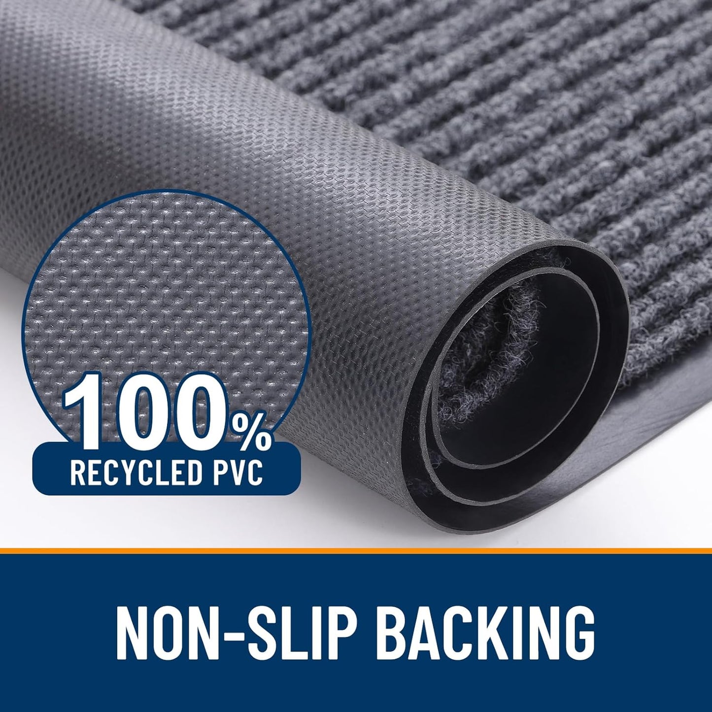 OLANLY Front Door Mat Indoor Outdoor Entrance, Waterproof Heavy Duty Doormat, Fade Resistant, Low Profile, Easy Clean Patio Porch Welcome Floor Mats for Entry, 71x24, Grey