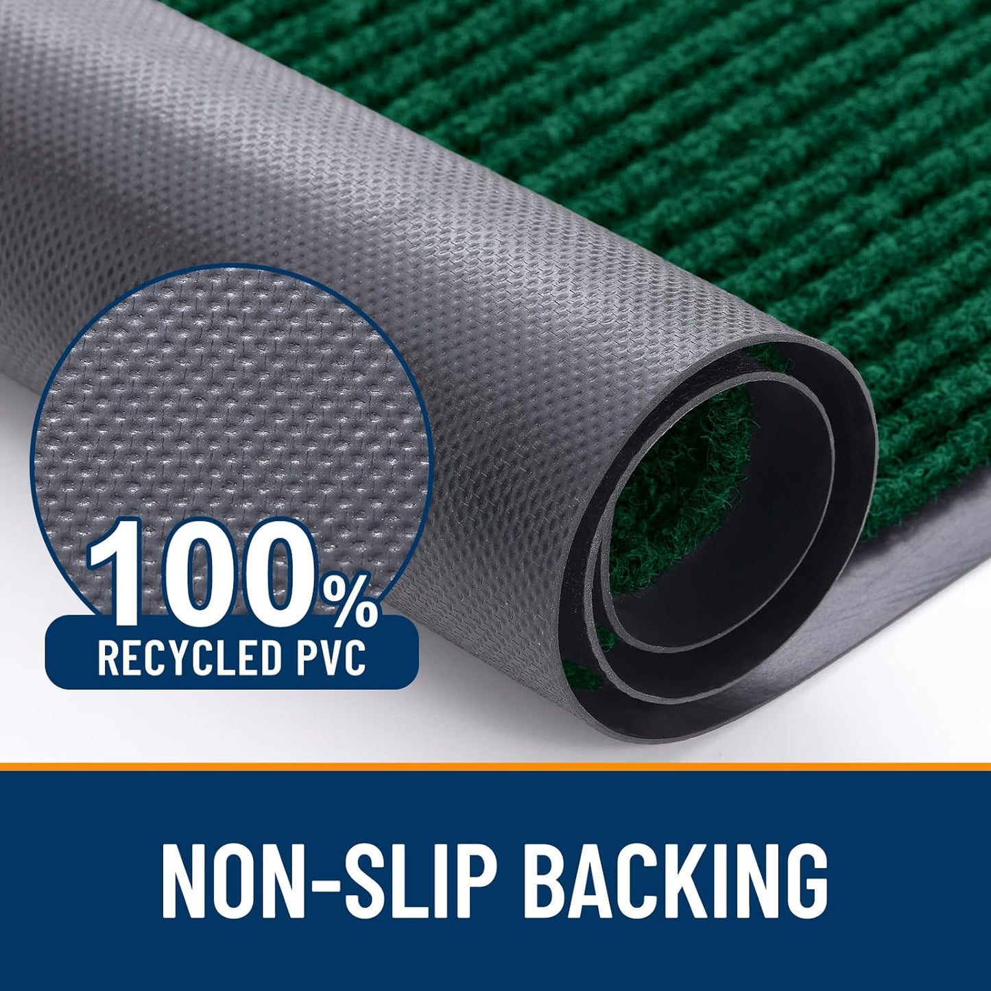 OLANLY Front Door Mat Indoor Outdoor Entrance, Waterproof Heavy Duty Doormat, Fade Resistant, Low Profile, Easy Clean Patio Porch Welcome Floor Mats for Entry, 47x23, Green