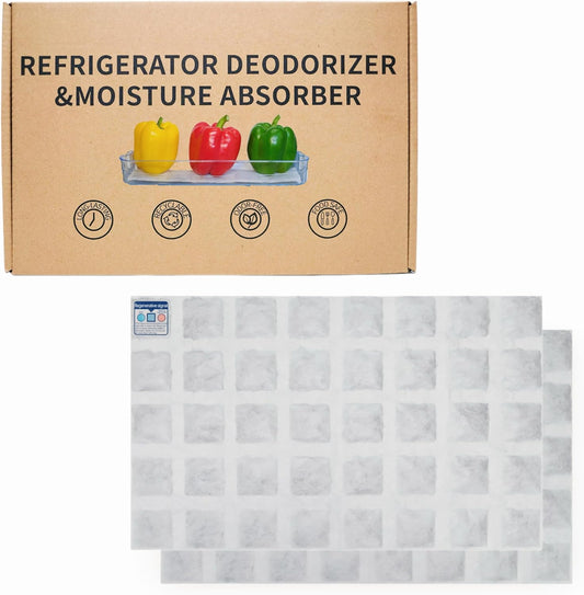 2 Pack Refrigerator Deodorizer, Outperforms Baking Soda Fridge Deodorizer, Odor Eliminator for Fridge & Freezer, Refrigerator Air Freshener And Moisture Absorbers Pad