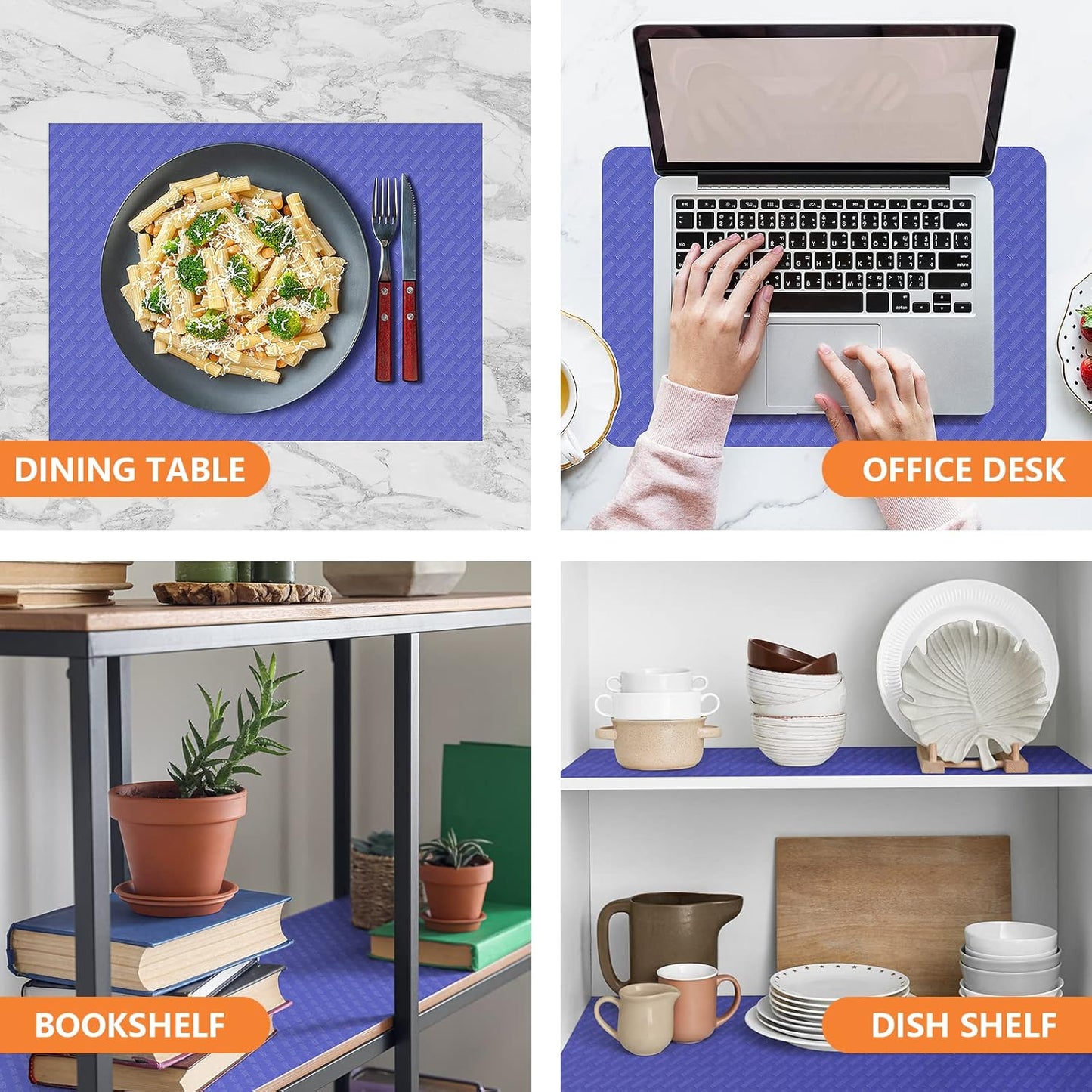 Shelf Liners for Kitchen Cabinets Refrigerator Liners Waterproof Plastic Kitchen Cupboard Liner Non Adhesive Drawer Mats EVA Material Fridge Liner for Shelves - Blue 11.8 x 59 Inches