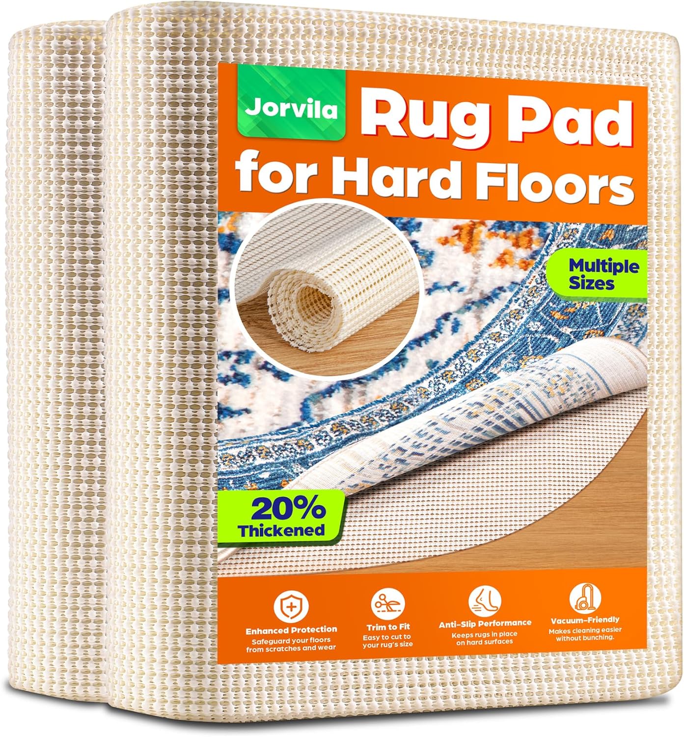 Non-Slip Rug Pad Gripper Round 6 Feet, Anti Skid Mat for Under Area Rugs, Keeps Rugs in Position and Safe, Thick Cushioned Carpet Pad for Hardwood Floors Protection