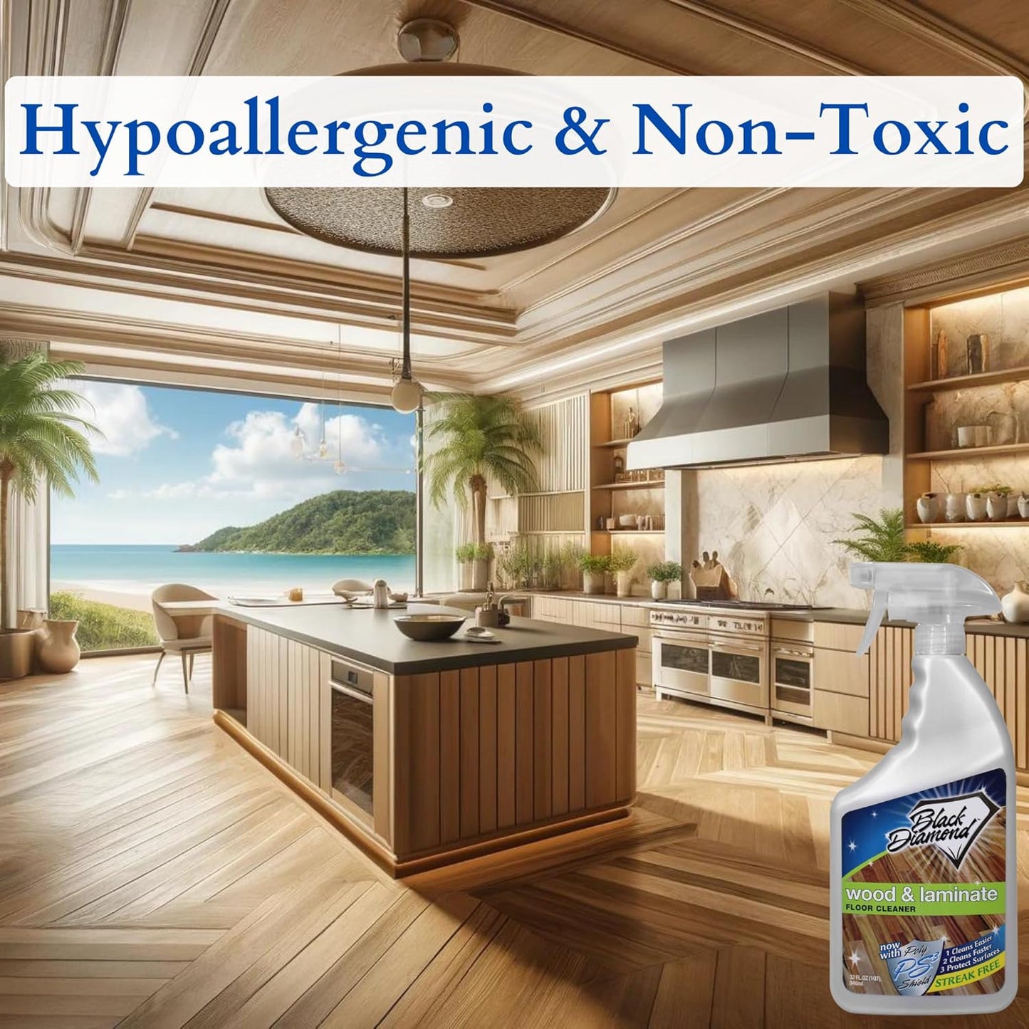 Black Diamond Stoneworks Wood & Laminate Floor Cleaner- Ready to Use Non-Toxic No-Rinse Formula - Safe for Vinyl, Wood, and Engineered Floors (32 Fl Oz)