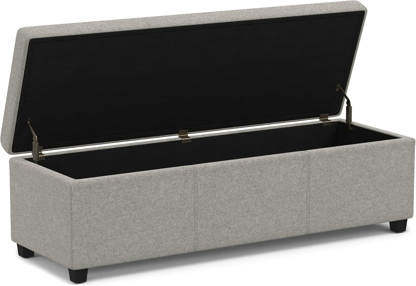 SIMPLIHOME Avalon 54 inch Wide Contemporary Rectangle Extra Large Storage Ottoman Bench in Cloud Grey Polyester Linen Fabric, Assembled, for The Living Room, Entryway and Family Room