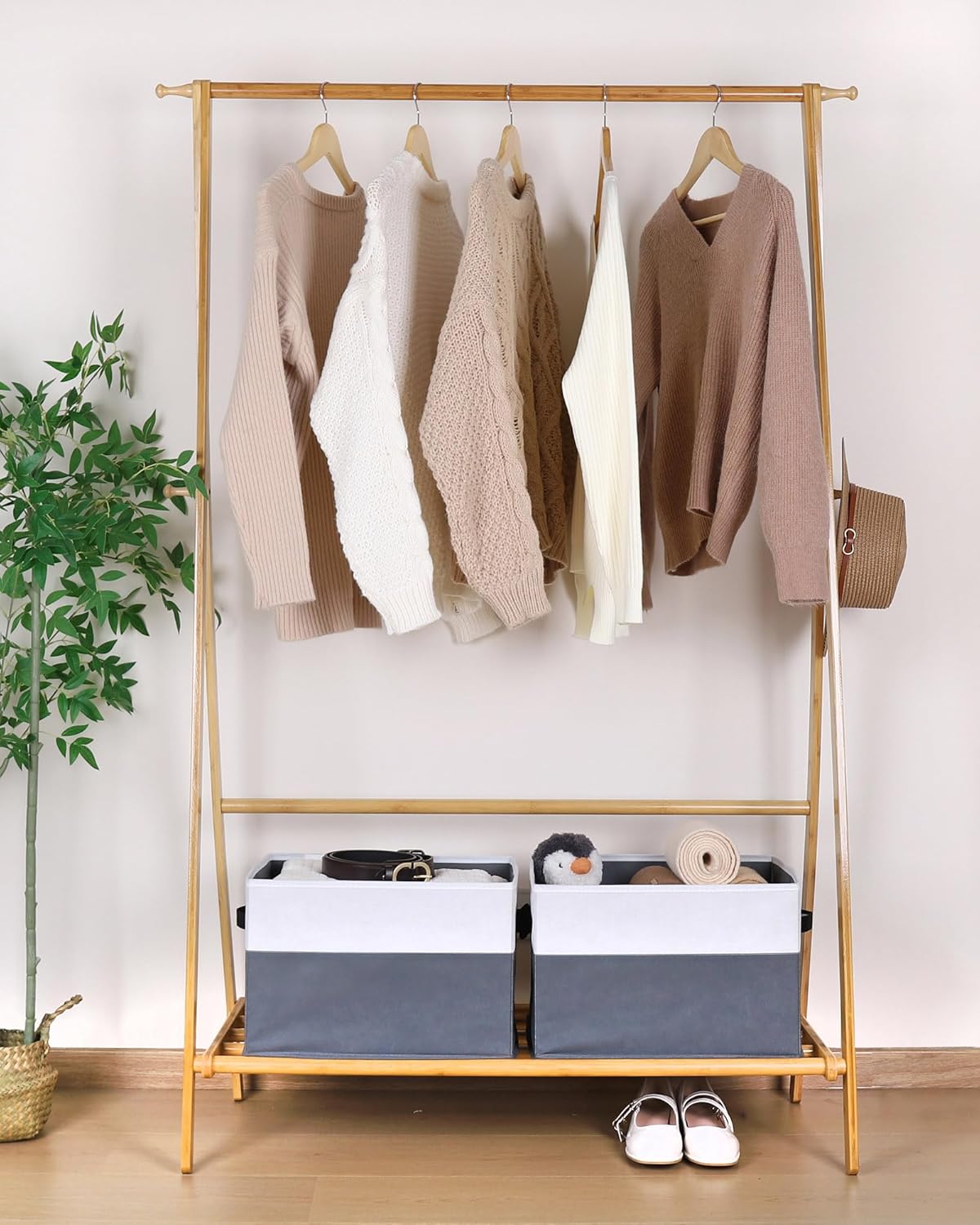 WUIKE Fabric Storage Bins, Extra Large Baskets for Organizing, Storage Bins for Shelves with Handles, Closet Organizer for Clothes, Gray & White, Extra Large, 3-Pack