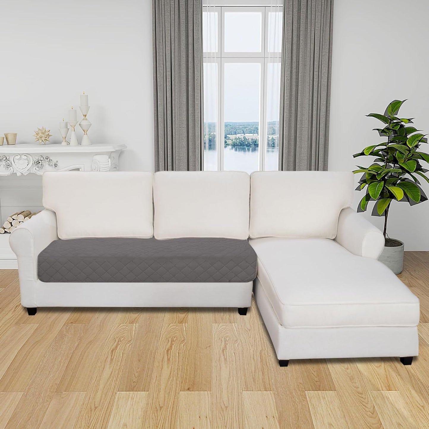 Easy-Going Sectional Couch Covers for Dogs L Shape Sofa Cover Reversible Sofa Slipcover Chaise Lounge Cover Furniture Protector Cover for Pets Dog Cat (30 x 50 inches, Gray/Light Gray)