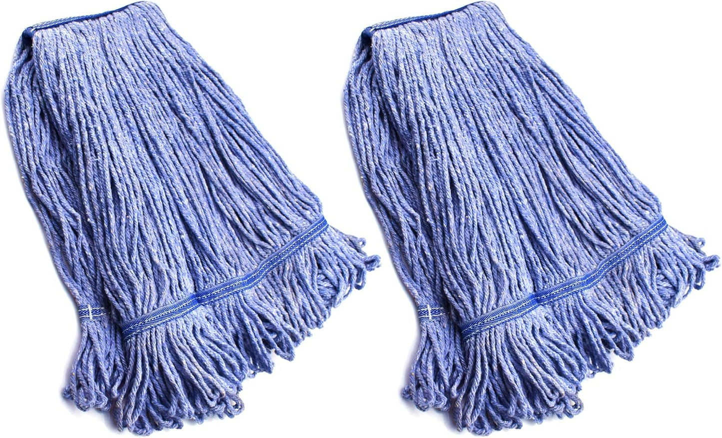 String Mop Heads Replacement Heavy Duty Commercial Grade Blue Cotton Looped End Wet Industrial Cleaning Mop Head Refills (2, Medium)
