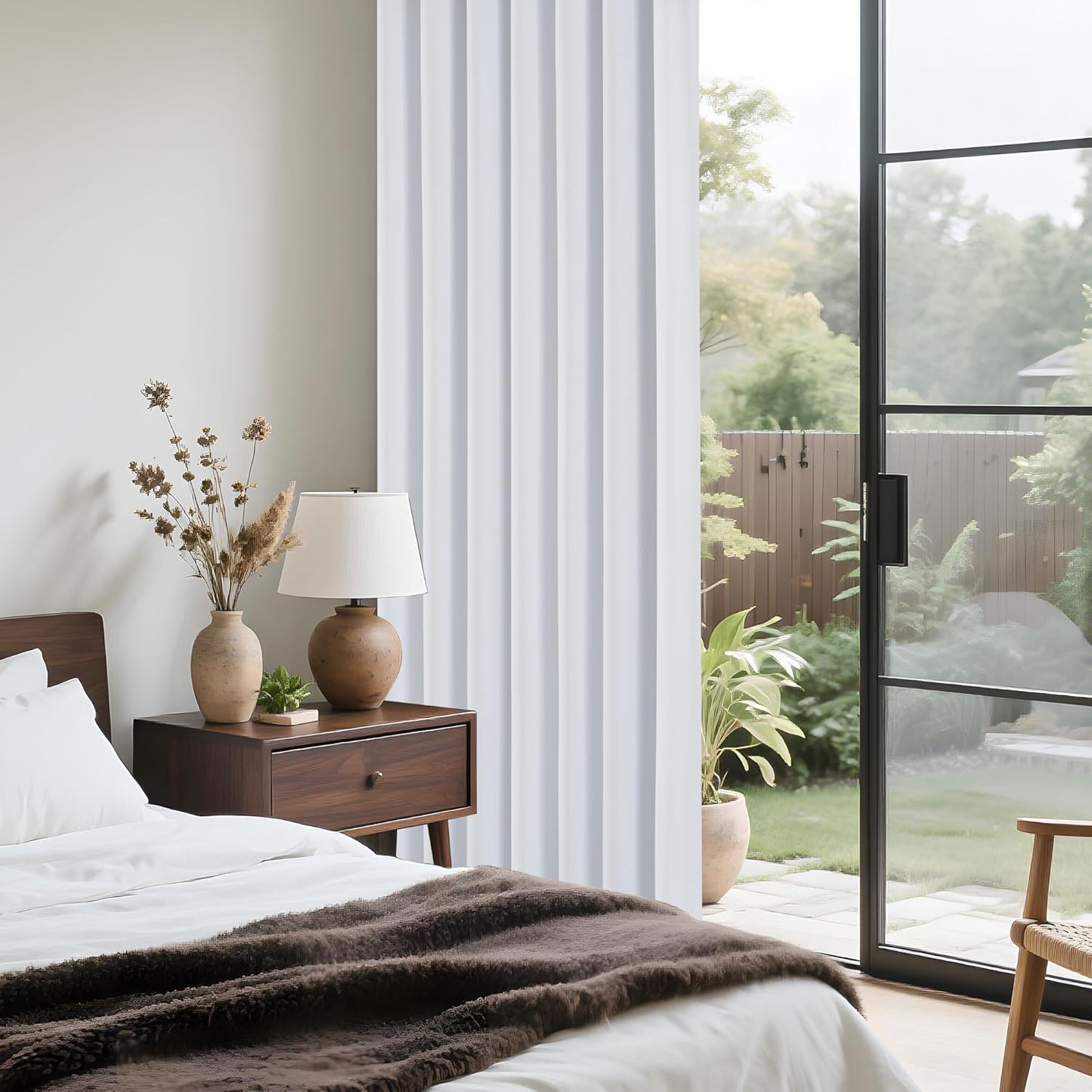 PONY DANCE 100% Blackout Curtains 94 inch Length 2 Panels Set - Grommet Room Darkening Drapes for Bedroom and Living Room Window Thermal Insulated Black Out Curtains (White, 55W x 94L)