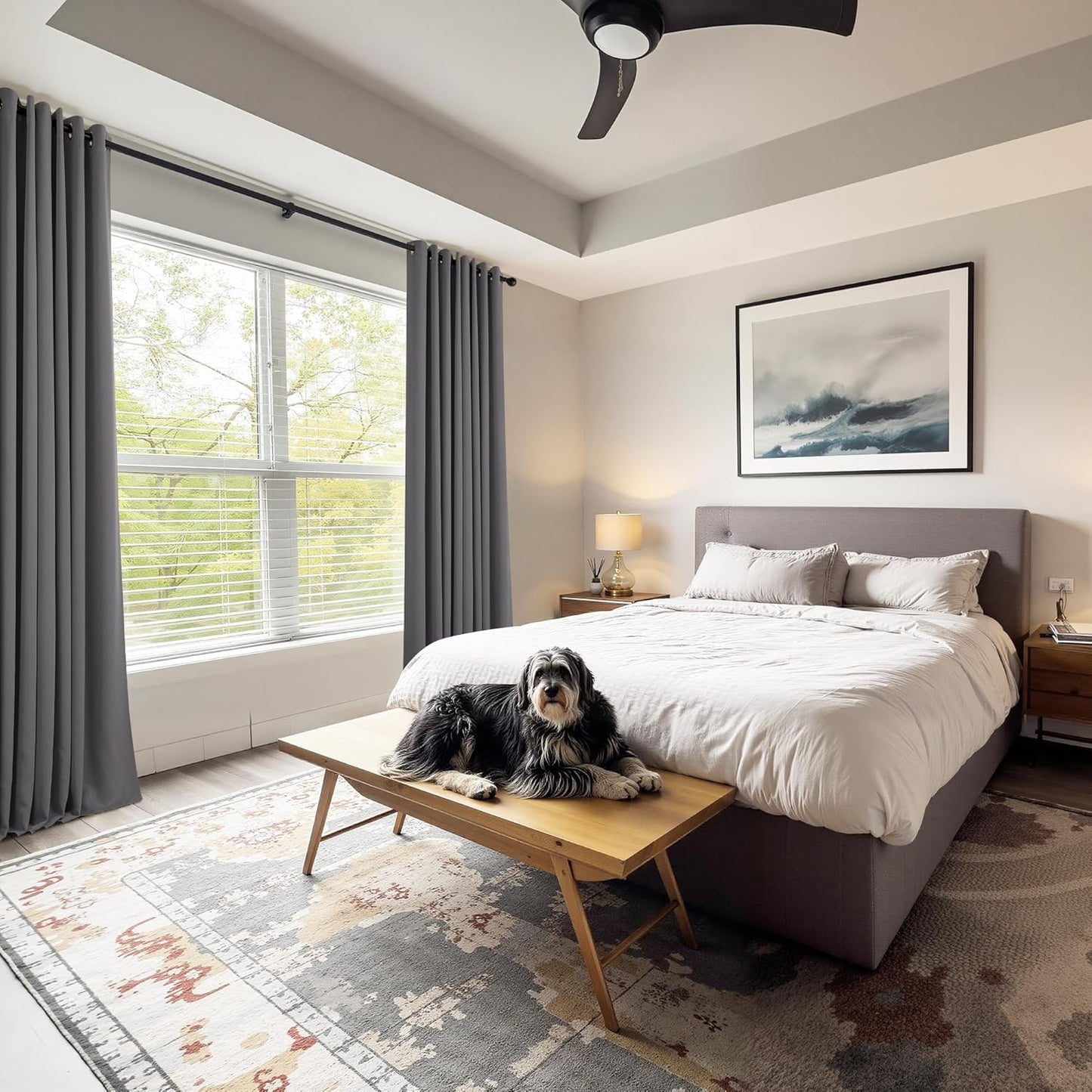 PONY DANCE Black Out Curtains for Bedroom 54 inch Length 2 Panels Set, Thermal Insulated Room Darkening Window Drapes for Living Room, Grommet Top (W34 x L54 Inch, Grey)