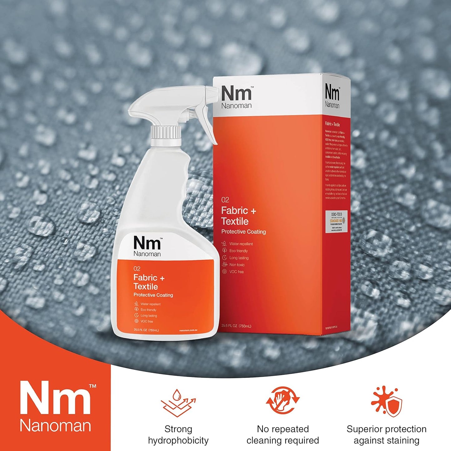 Nanoman Fabric & Textile Protector Spray | Invisible, Waterproof, Stain-Resistant | Safe for All Fabrics & Textiles | Eco-Friendly, Non-Toxic, Long-Lasting Protection | 750ml