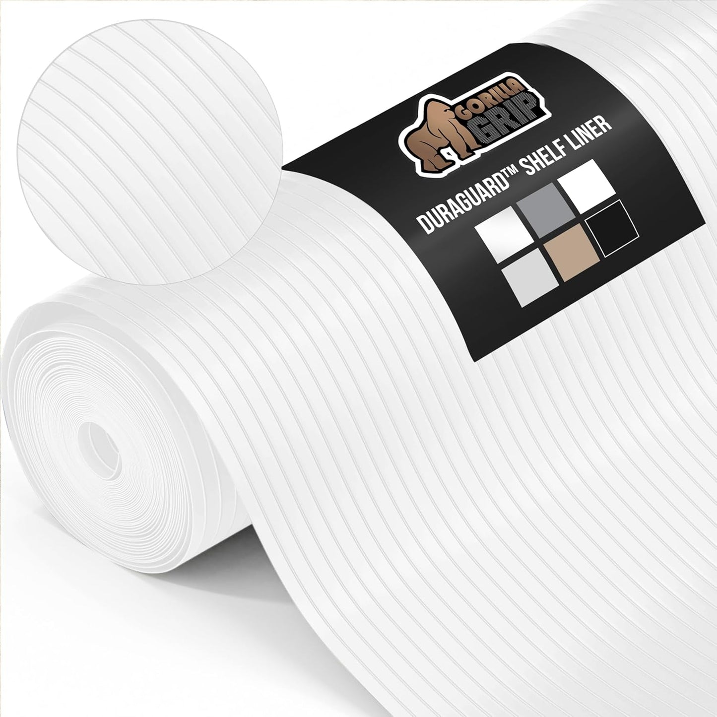 GORILLA GRIP DuraGuard Shelf Liner, 24x30 Non-Adhesive Cabinet Liners for Kitchen Drawers, Shelves, Refrigerator, Pantry Storage, Bathroom Closet, Durable Waterproof BPA Free Ribbed Plastic, White