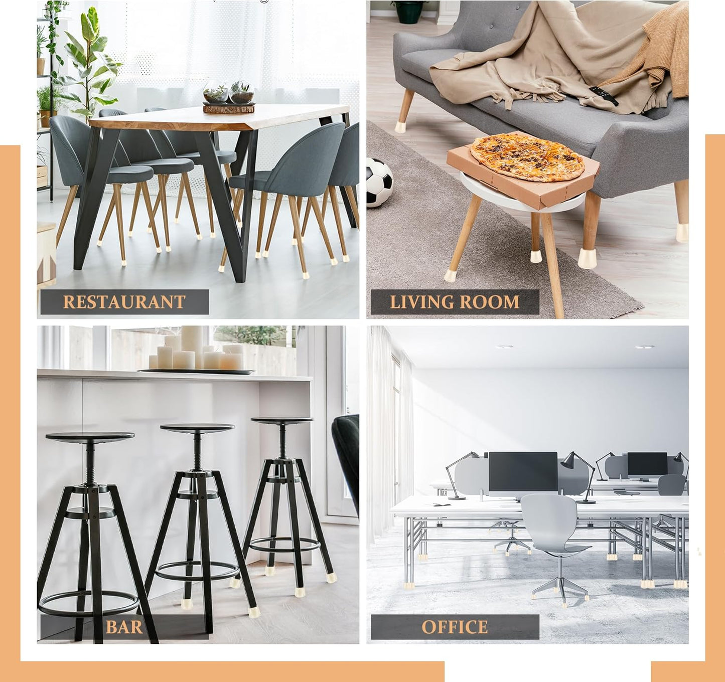 1-1/8" Round Rubber Chair Leg Tips Caps, Chair Leg Floor Protectors, Non-Slip Chair Leg Caps, Stool Leg Protectors Cap, Folding Metal Chair Leg Tip Replacement (White, 16 Pack)