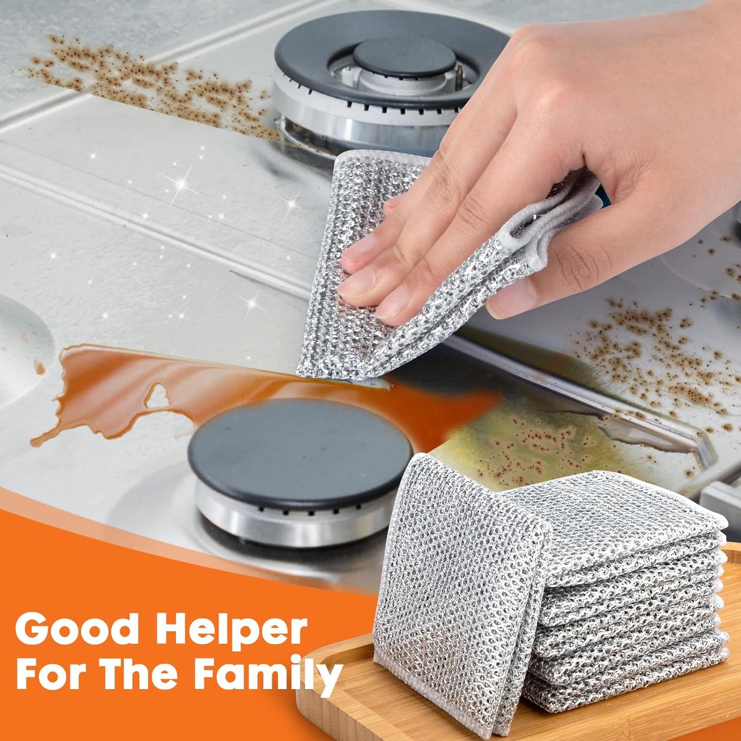 COBETE Non Scratch Wire Dishcloth,Double-Layer Wire Dishwashing Rags for Wet and Dry,Wire Miracle Cleaning Towels and Dish Cloths Multipurpose for Washing Dishes,Cookware, Sinks,Stove Tops,Pack of 10