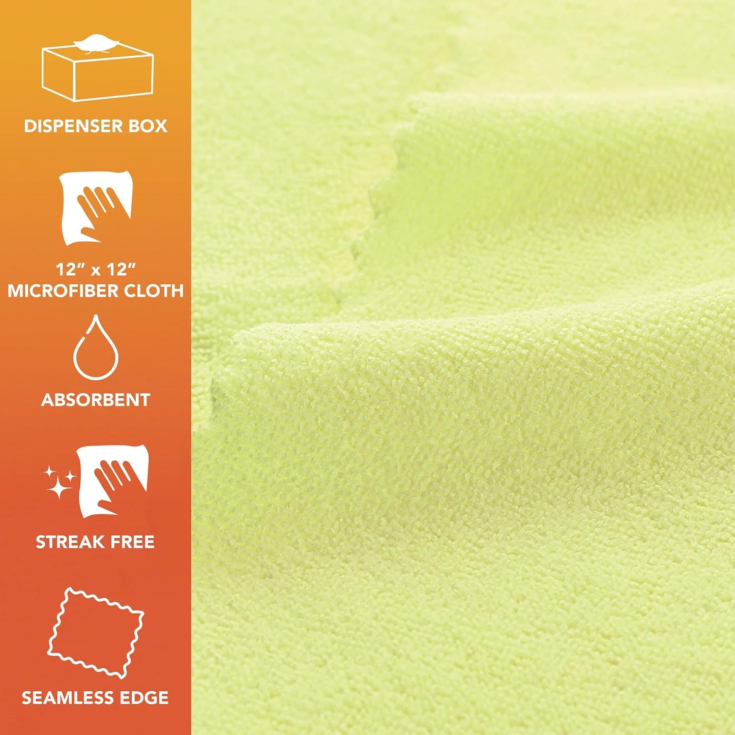 Arkwright Smart Rags in Box - (Pallet of 14400) Lint Free Microfiber Cleaning Cloth, Scratch & Streak-Free, Dispensable Wash Towels for Cars, Window Glass, and Auto Shop, 12 x 12 in, Yellow