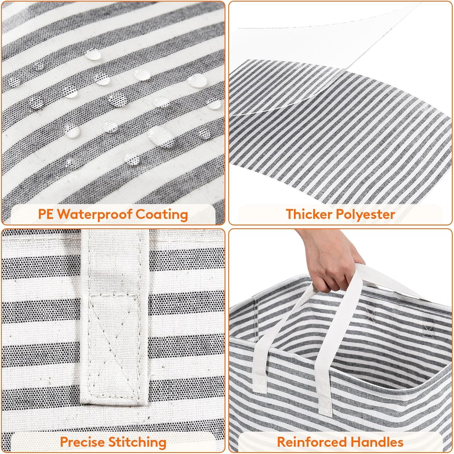 Lifewit 2 Pack Laundry Hamper Large Collapsible Laundry Baskets, Freestanding Waterproof Clothes Hamper with Easy Carry Handles in Laundry Room Bedroom Bathroom College Dorm for Adults, Black, 2 x 80L