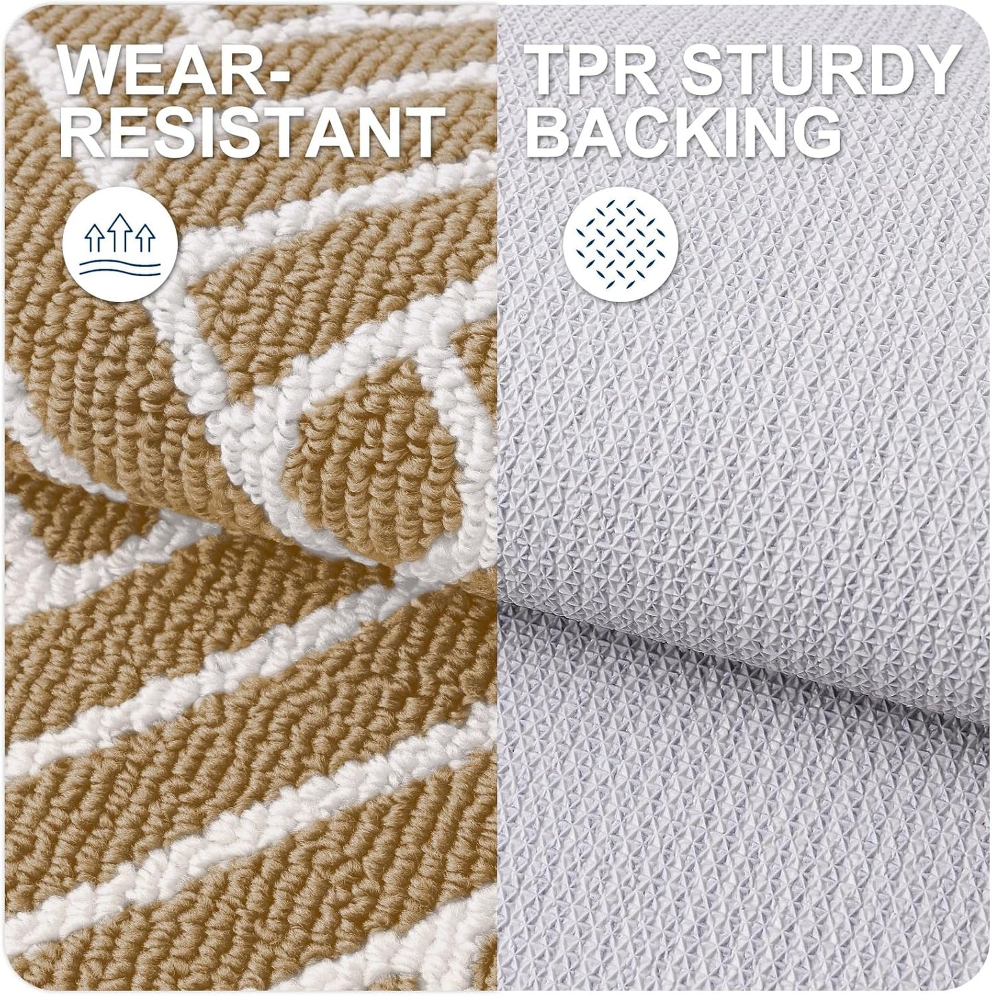 OLANLY Indoor Door Mat, 32x20 Inch, Dirt Resistant and Absorbent, Non-Slip Rubber Backing Floor Mats, Easy Clean Low-Profile Doormat for Entryway, Front Door, and Inside Entrance, Beige