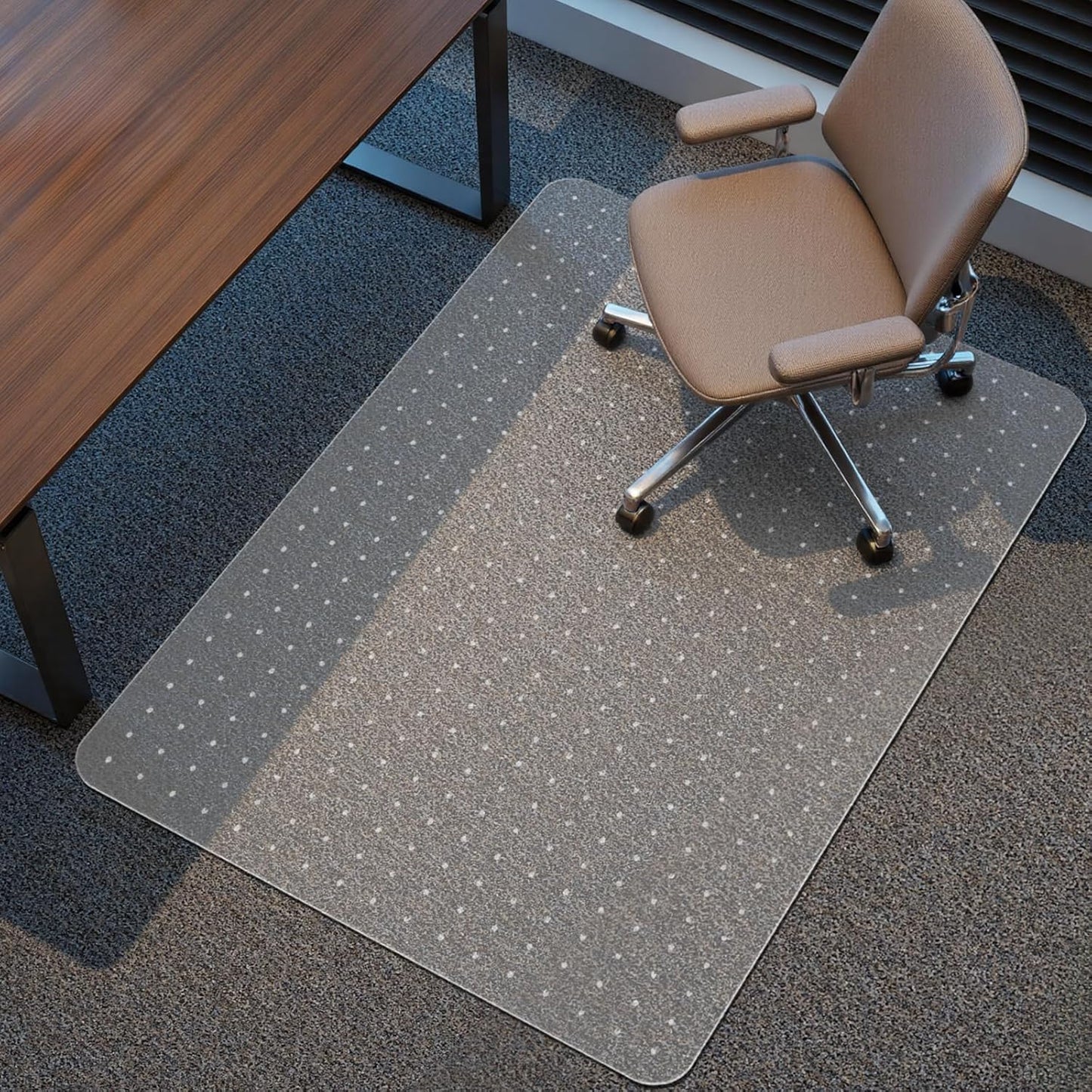 Kuyal Office Chair Mat for Carpet, 46x60 Clear Heavy Duty Computer Chair Mat, Under Desk Protector Carpeted Floors Mat, Easy Chair Movement,Ship Flat