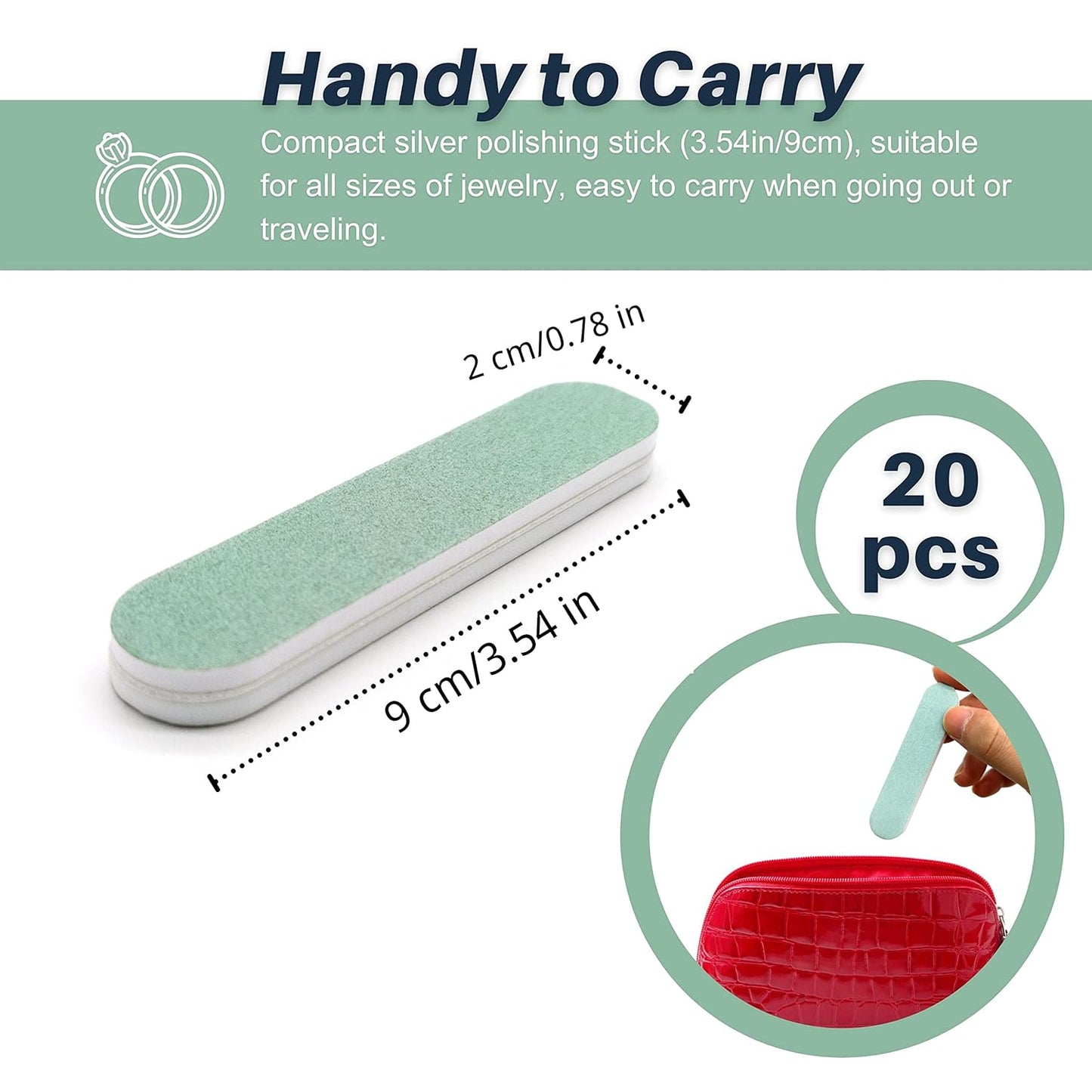 CATIFLIN 20pcs Scratch Removal Silver Polish Sticks, Double-Sided Sanding Sticks, Polishing Sticks for Gold, Rose Gold, Copper, Brass, Alloy and Other Jewelry, Watches, Cell Phones (3.54", 9cm)