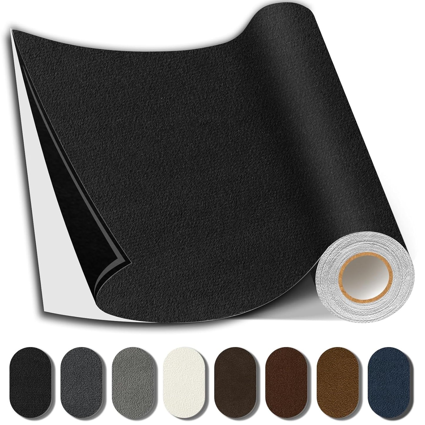 Suede Repair Patch, 17X79 Inch Fabric Large Repair Tape, Self-Adhesive Patches for Furniture, Sofa, Car Interior, Shoes, Hand Bag, Clothing (Black, 3.5X79 Inch)
