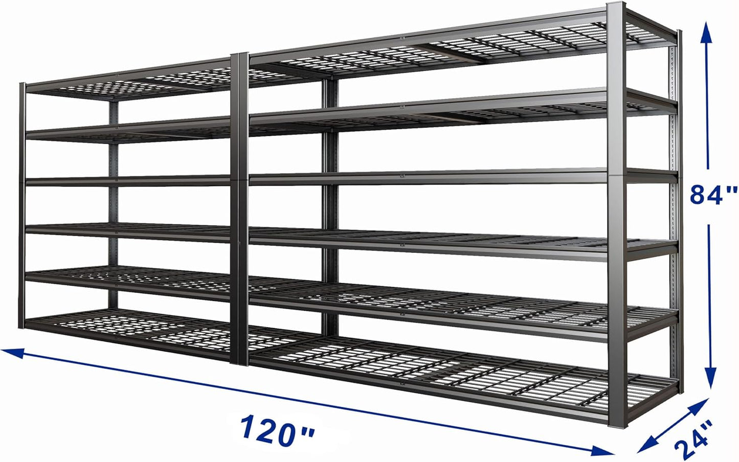 60" Wide Heavy Duty Garage Shelving Adjustable 6 Tier Garage Storage Shelves 3900LBS Metal Shelving Unit Industrial Utility Shelf, 84" H x 60" W x 24" D, 2 Pack