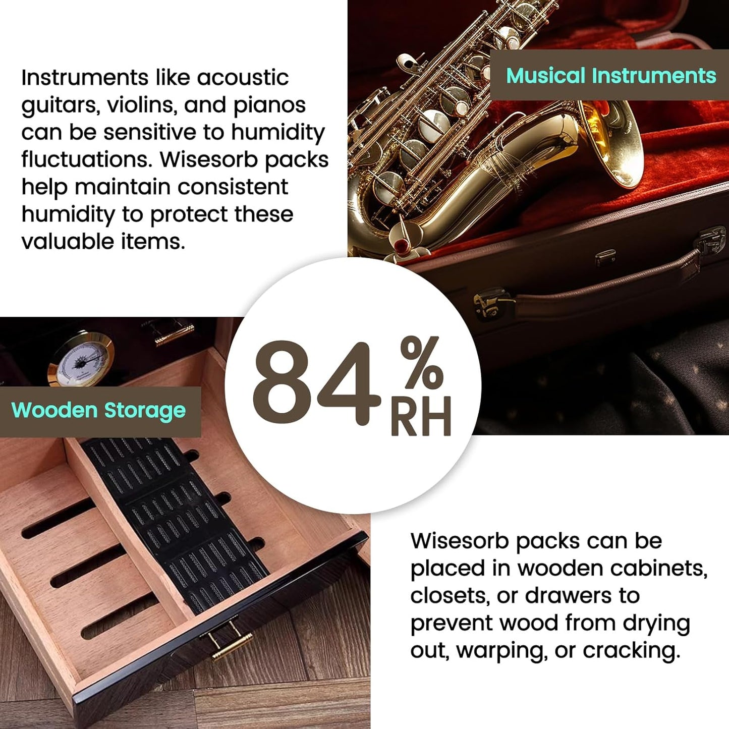 84% Two-Way Humidity Control Packs for Storing 1 lb – Size 60 – 10 Pack – Seasoning Packets Moisture Control Packets Individually Wrapped, Humidifier Packs for Season Wood Humidifier Boxes