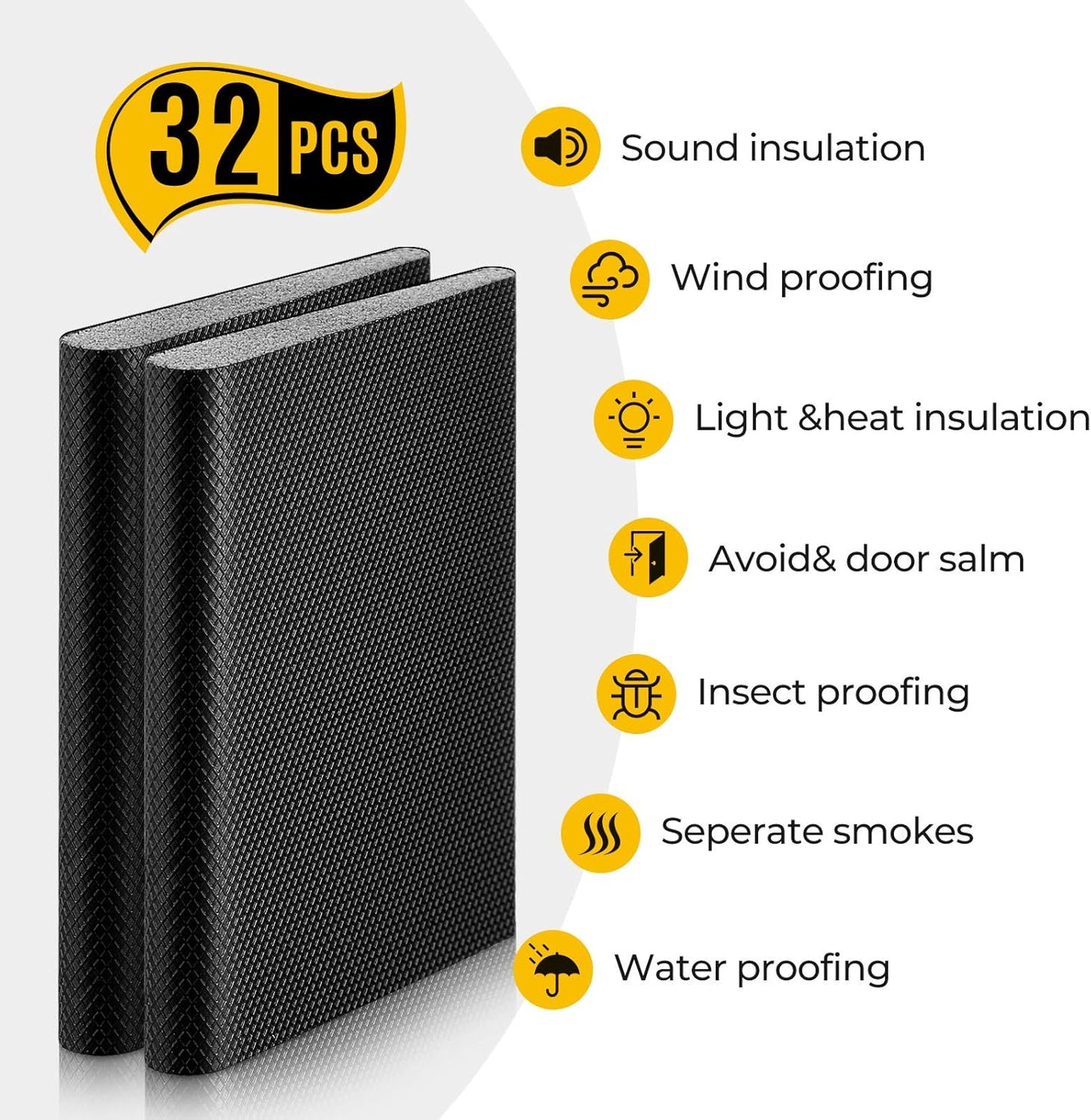 Zonon 64 Pieces Door Corner Seal Weatherstripping Exterior Door Frame Seal Draft Stopper Adhesive Corner Pads for Weather Stripping and Draft Protection (Black)
