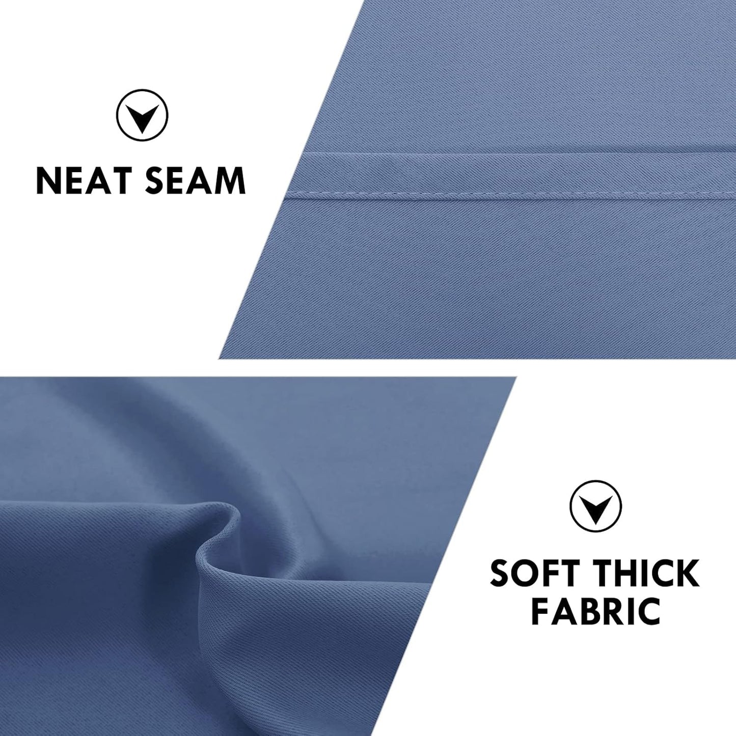 DWCN Blackout Curtains – Thermal Insulated, Energy Saving & Noise Reducing Bedroom and Living Room Curtains, Dusty Blue, W 42x L 84 Inch, Set of 2 Rod Pocket Curtain Panels