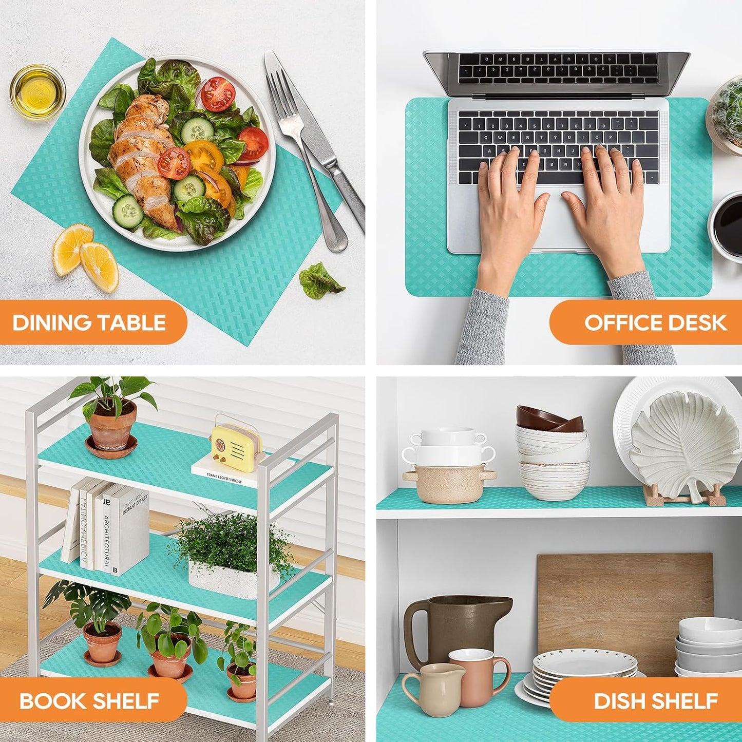 Blue Shelf Liners for Kitchen Cabinets Refrigerator Liners Waterproof & Oil-Proof Kitchen Cupboard Liner Drawer Mats EVA Material Non Adhesive Fridge Liner for Shelves 23.6 x 157.4 Inches