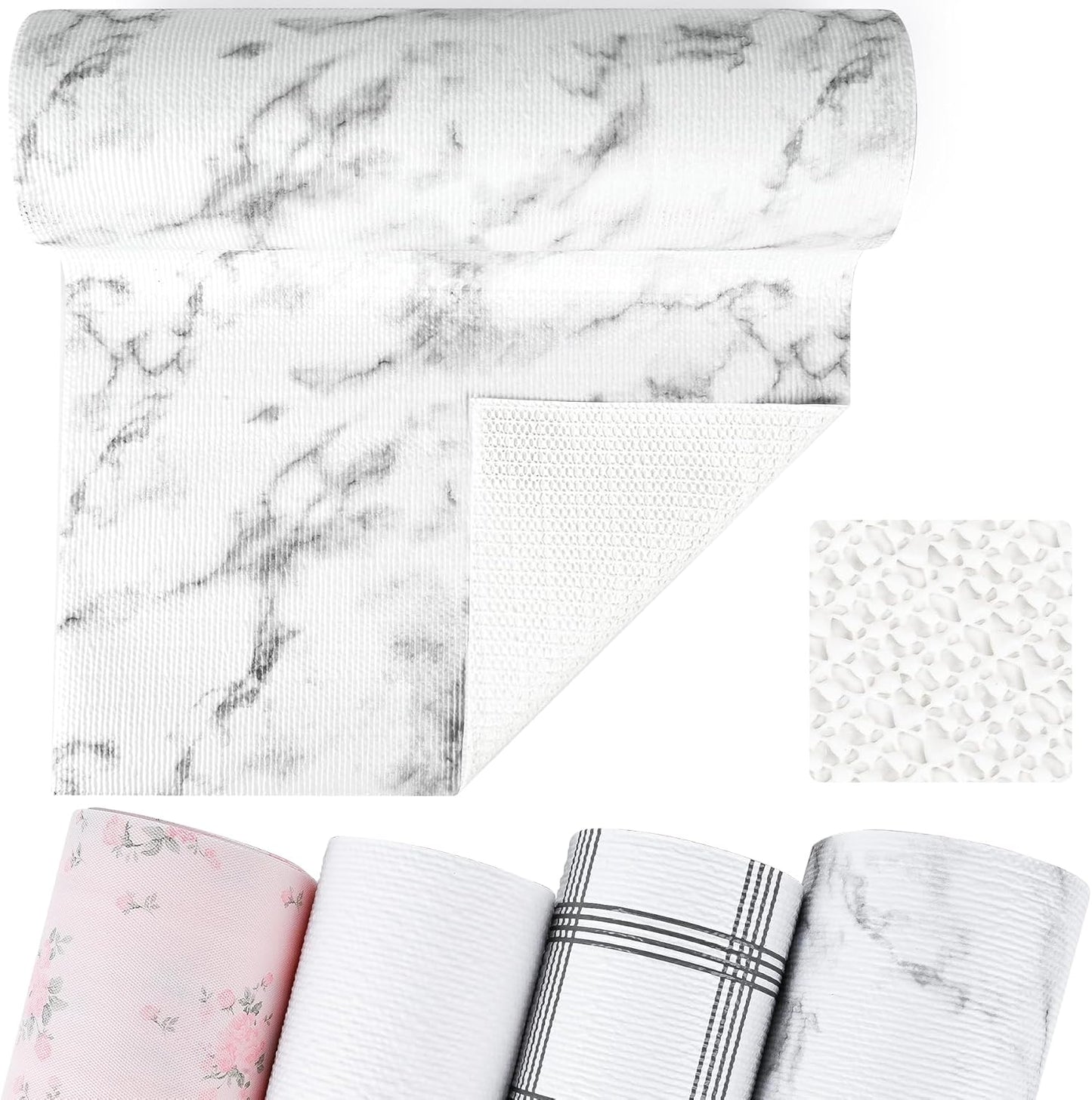 Non-Adhesive Shelf and Drawer Liner for Kitchen Cabinets, 12 in x 10FT Strong Non-Slip Cabinet Liners for Shelves, Refrigerator, Pantry Storage, Bathroom Closet, Easy to Clean, Marble