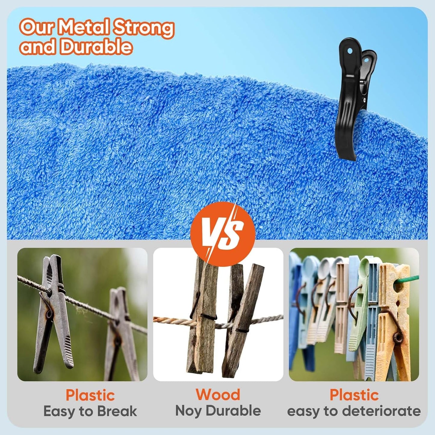 10 Pack Metal Beach Towel Clips, Large Beach Chair Clips for Pool Cover, Heavy Duty Towel Holders on Cruise, Clothespins for Lounge Chairs Pool Covers Clips (Black)