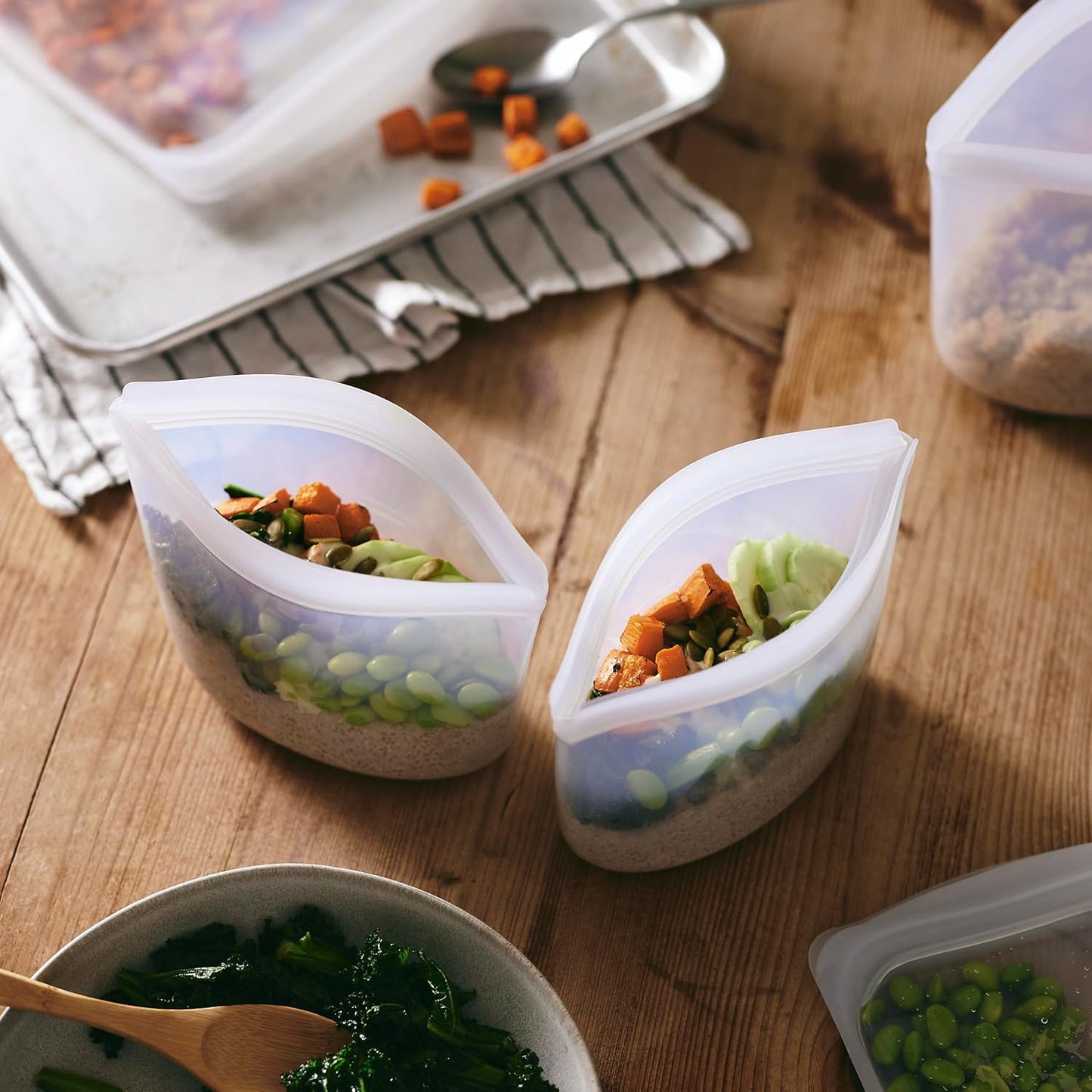 Stasher Premium Silicone Reusable Food Storage Bowl, 2-Cup, Clear, Microwave, Sous Vide, Dishwasher, Oven and Freezer Safe, Travel Container, BPA Free, Leak-free, Eco-friendly