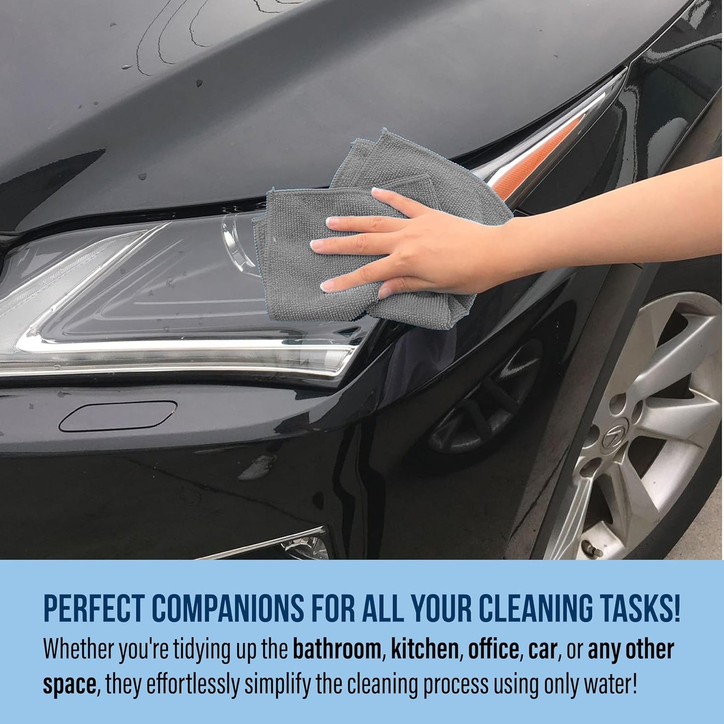 GREEN LIFESTYLE Chamois Cloth, Microfiber Cleaning Cloth 750 Pack, Borderless Towels Cleaning, Car Microfiber Towel, Drying Car Wash Towels (11.5" x 11.5", Grey)