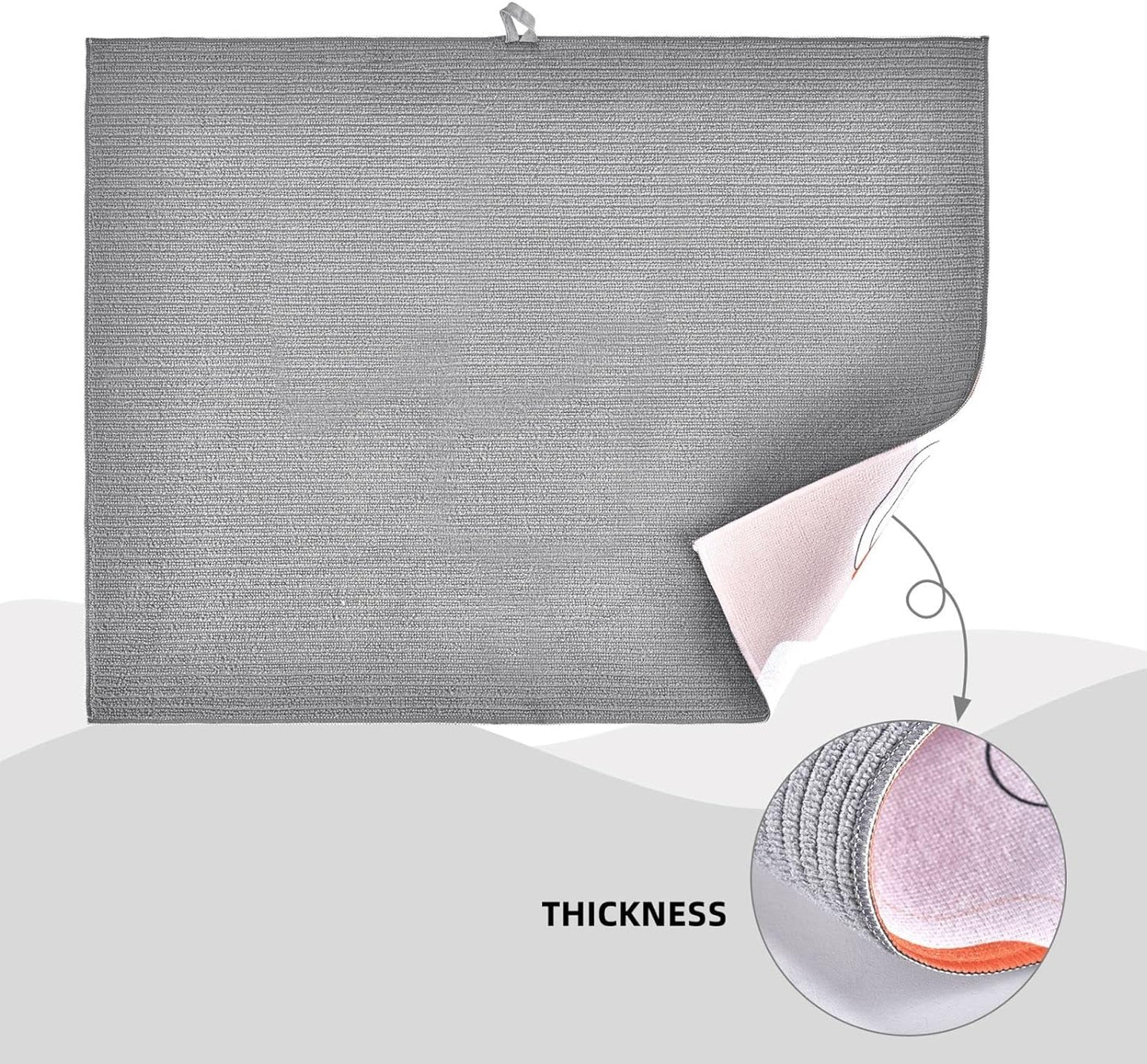 lemon Dish Drying Mat Highly Absorbent Double-Sided Microfiber with Hanging Loop Reversible Drain Dish Rack Mat Drain Mat Suitable for Kitchen Countertop Coffee Bar 18 x 24 Inch