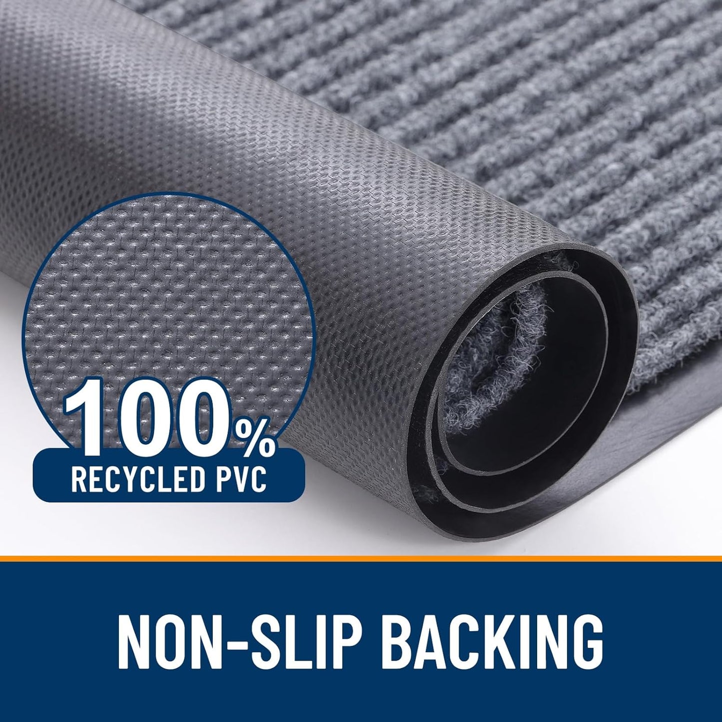 OLANLY Front Door Mat Indoor Outdoor Entrance, Waterproof Heavy Duty Doormat, Fade Resistant, Low Profile, Easy Clean Patio Porch Welcome Floor Mats for Entry, 36x24, Light Gray