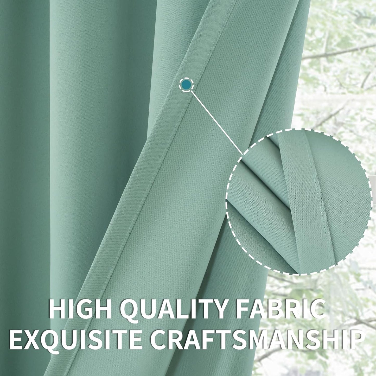 BGment Sage Green Curtains 54 Inch Length for Short Window - Thermal Insulated Blackout Drapes with Rod Pocket for Bedroom Bathroom Basement Living Room, 42 x 54 Inch, 2 Panels