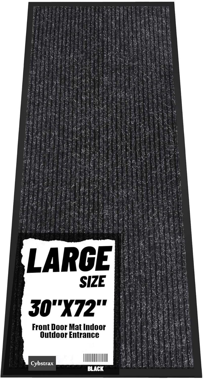 Front Door Mat Indoor Outdoor Entrance, 30" x 72" Dirt Resistant and Absorbent Door Mat, TPR Backing Non-Slip Doormats, Easy to Clean, Low Profile Welcome Floor Mat for Outside Entry
