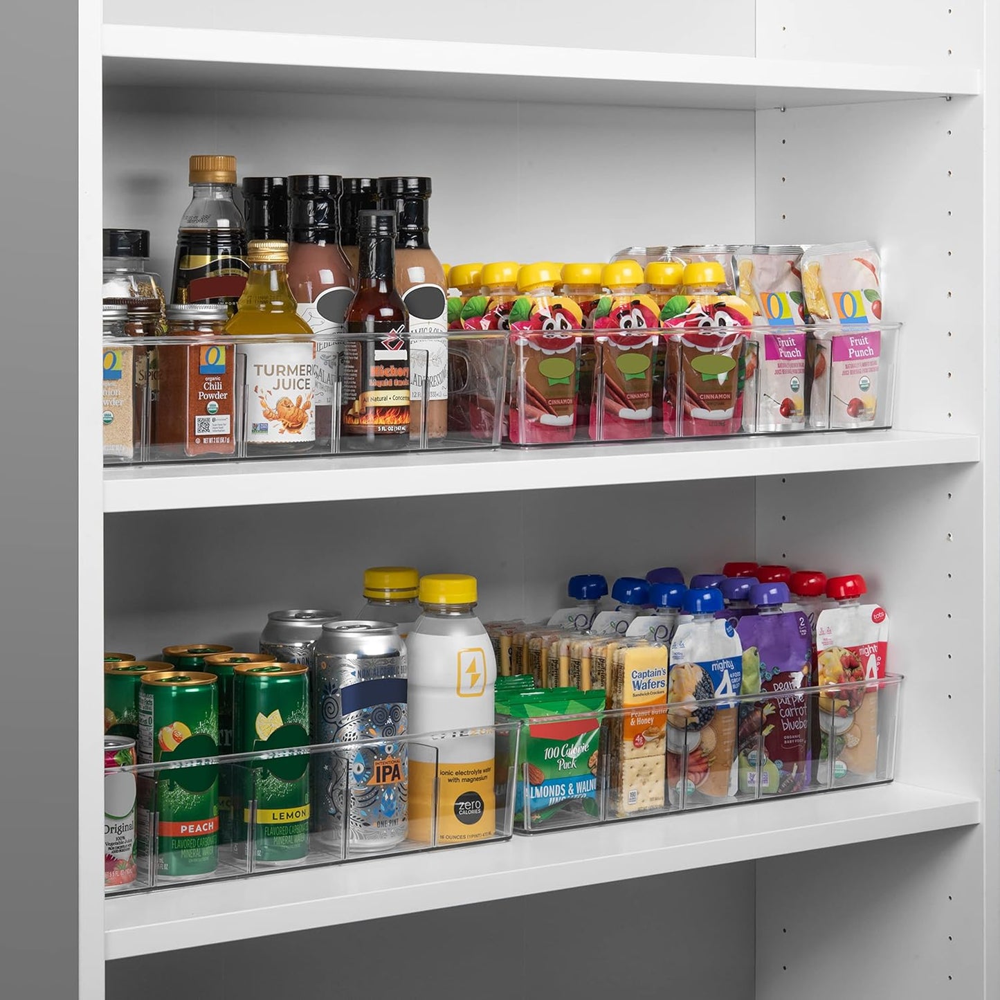 ClearSpace Plastic Pantry Organization and Storage Bins with Removable Dividers – Perfect Kitchen Organization or Kitchen Storage – Refrigerator Organizer Bins, Cabinet Organizers (4 Pack XL)