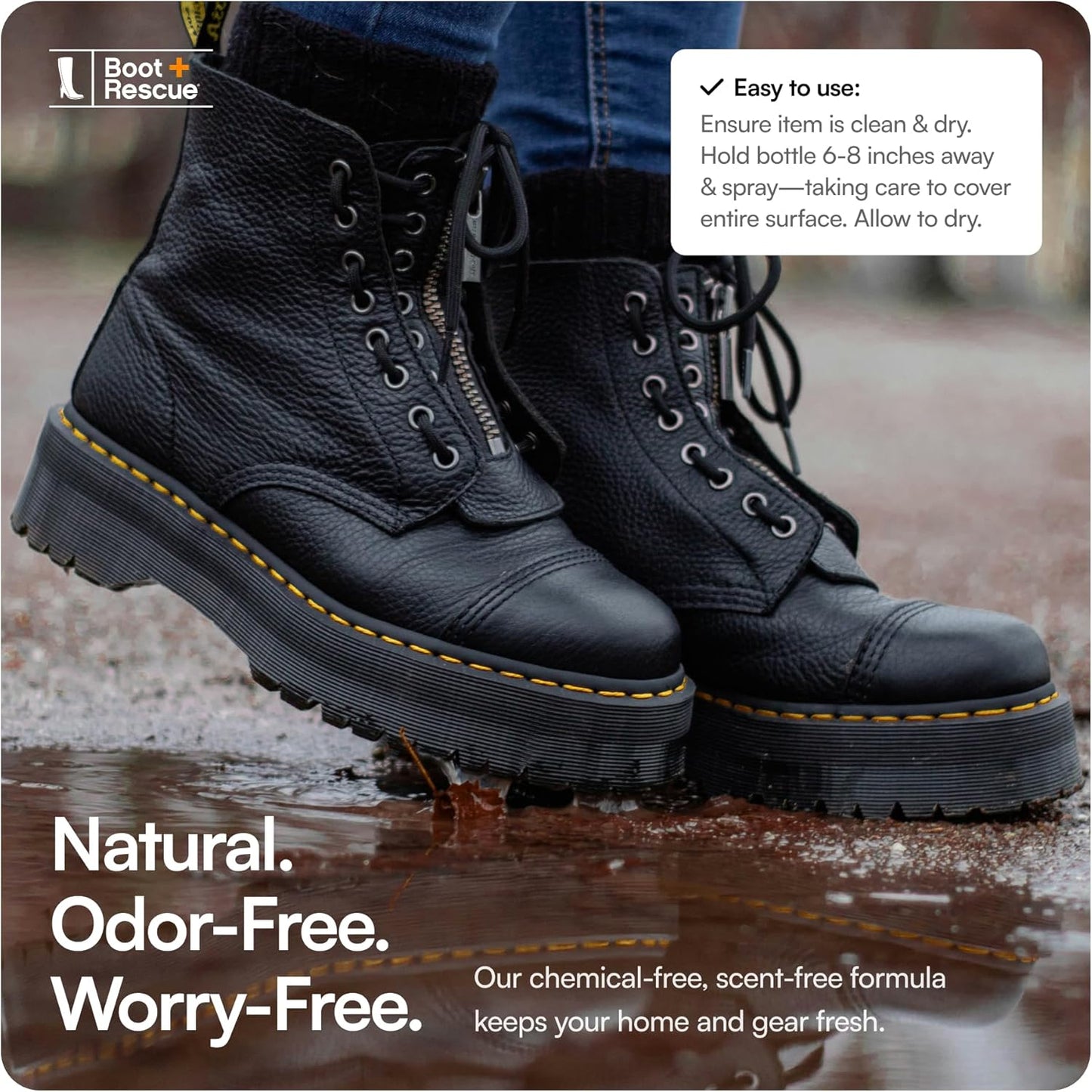 Boot Rescue All-Natural Protector Spray | Premium Waterproof + Stainproof Spray for Leather, Suede & Fabric | Protect Boots, Shoes & Bags | 6oz/170mL