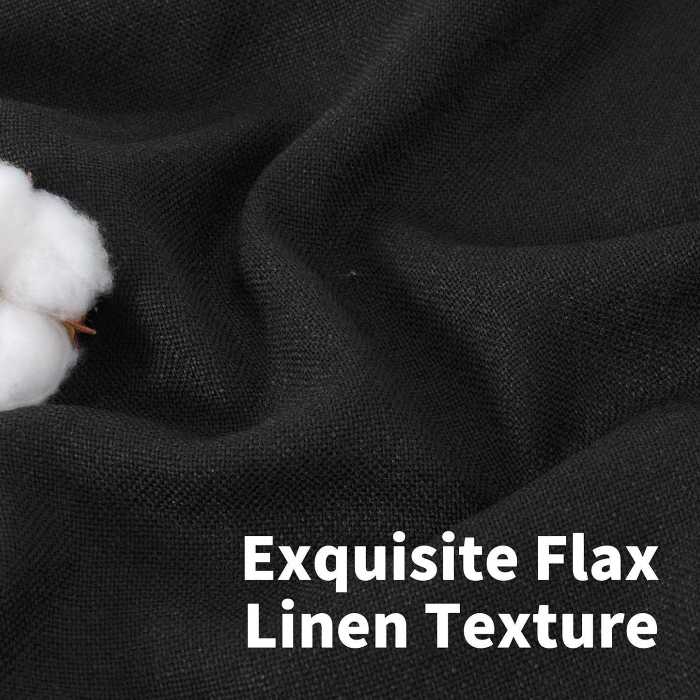 YoungsTex Black Linen Curtains 63 inch Length 2 Panels for Living Room, Back Tab and Rod Pocket Semi Sheer Drapes Light Filtering for Bedroom Gothic Decorative, 52 X 63 Inch