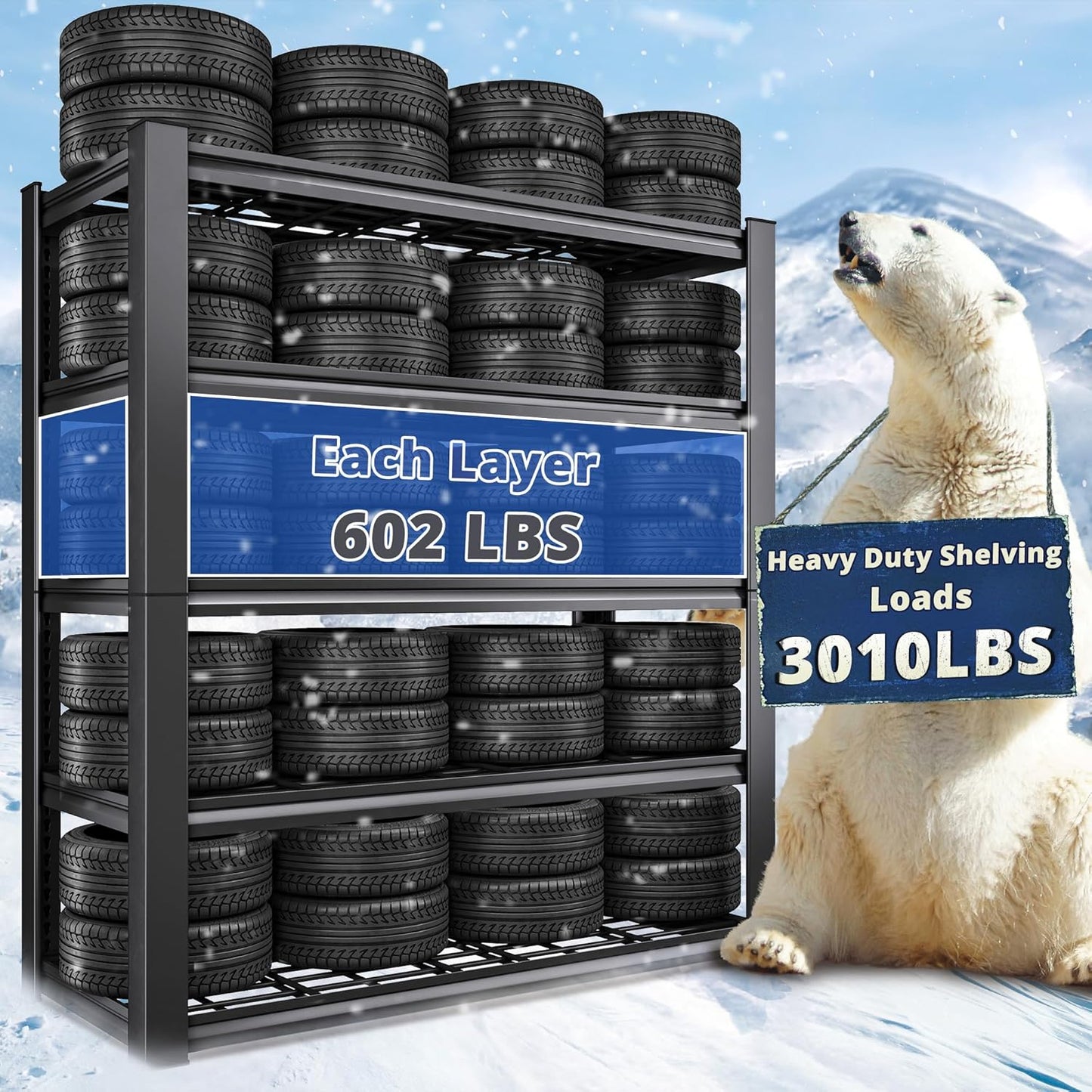 REIBII 3010LBS Storage Shelves 72" H Garage Shelving Heavy Duty Metal Shelving 5 Tier Adjustable Metal Shelves for Storage for Kitchen Pantry Warehouse Basement 72" H x 35.5" W x 16" D, 3 Pack