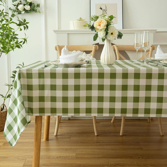 Waterproof Plaid Tablecloth Fabric - Square 58x58 Inch Classic Gingham Checker Table Cloth for Indoor/Outdoor Use - Buffalo Table Cover for Picnics, BBQs, and Parties