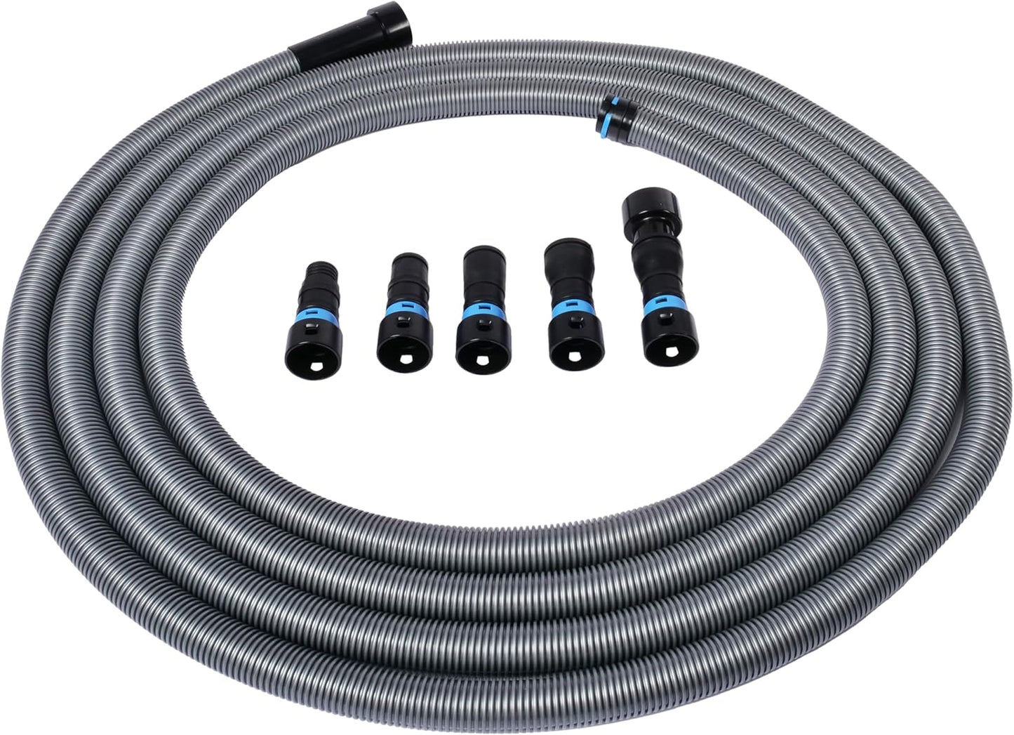 Cen-Tec Systems 94731 Quick Click 30 Ft. Hose for Home and Shop Vacuums with Expanded Multi-Brand Power Tool Adapter Set for Dust Collection