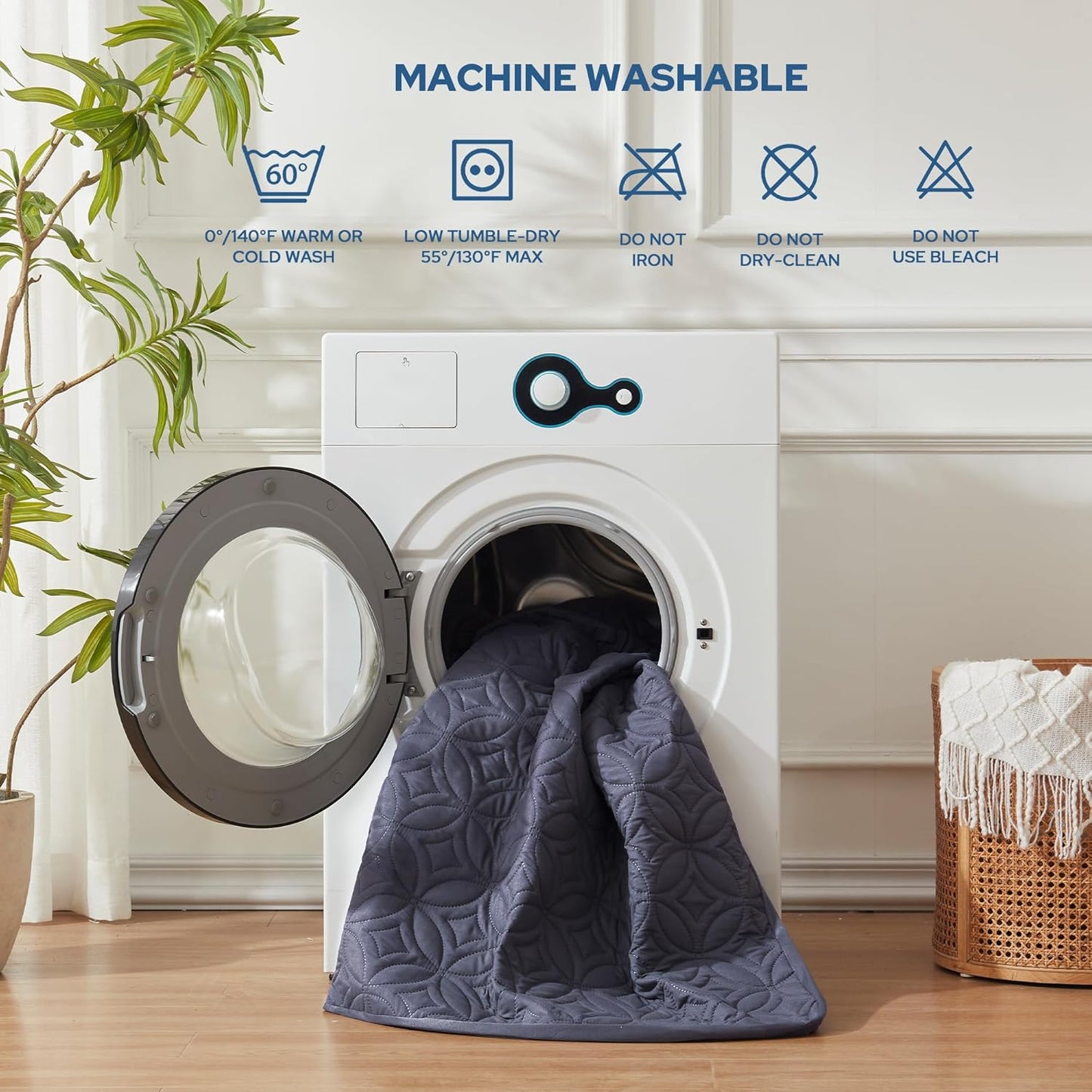 BEDLORE Waterproof Mattress Protector, Cal King Size Mattress Pad with Deep Pocket 6"-18" Depth, Soft Dirt-Proof Double Bed Mattress Cover for Bedroom, College Dorm, Hotel (Navy Blue)