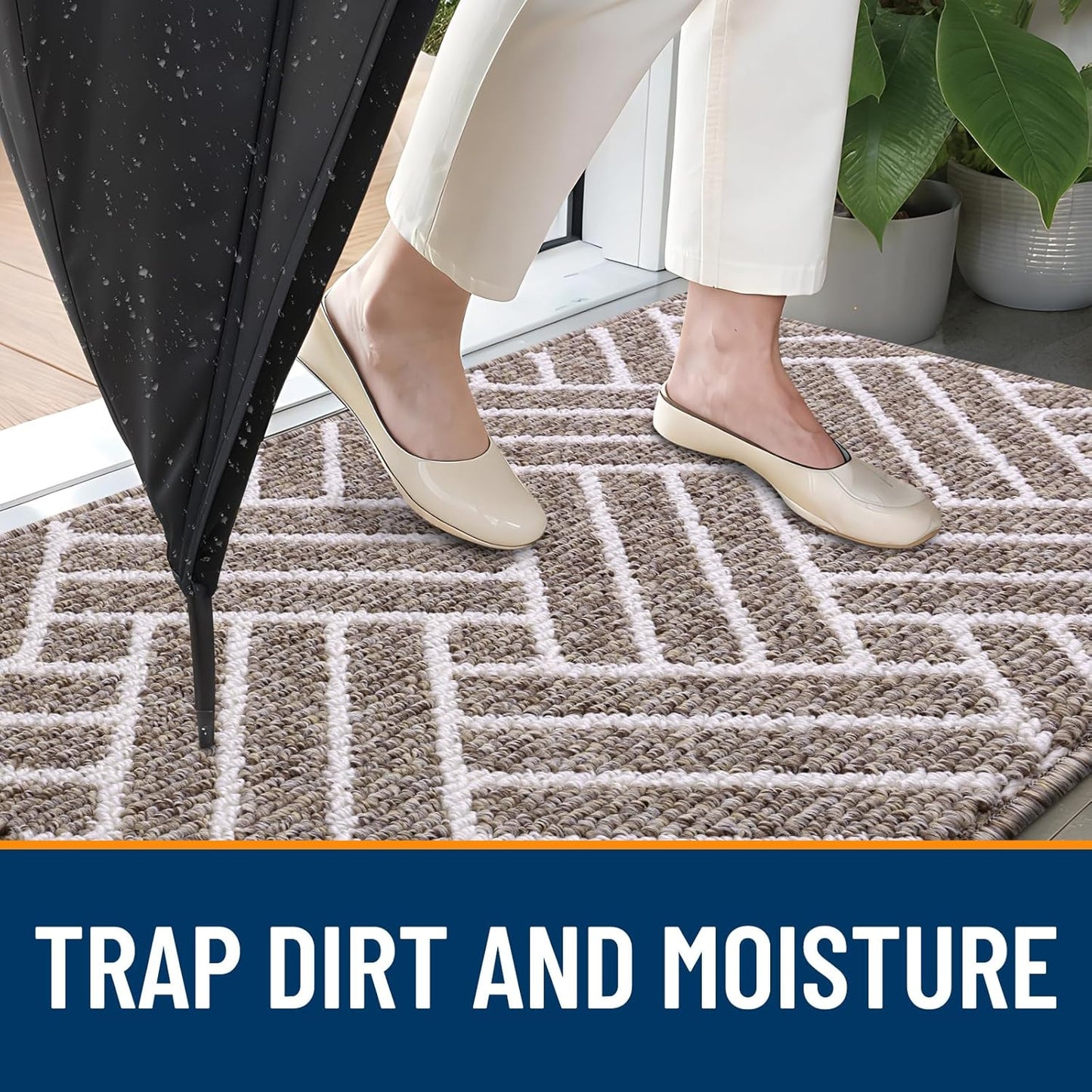 OLANLY Runner Indoor Door Mat, 47x23 Inch, Dirt Resistant and Absorbent, Non-Slip Rubber Backing Floor Mats, Easy Clean Low-Profile Doormat for Entryway, Front Door, and Inside Entrance, Khaki