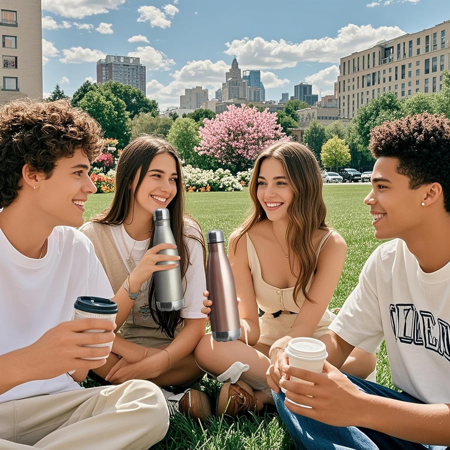 MEWAY 17oz Sport Water Bottle 12 Pack Vacuum Insulated Stainless Steel Leak-Proof Double Wall Cola Shape Water Bottle,Keep Drinks Hot & Cold (Cold Gray,12 Pack)