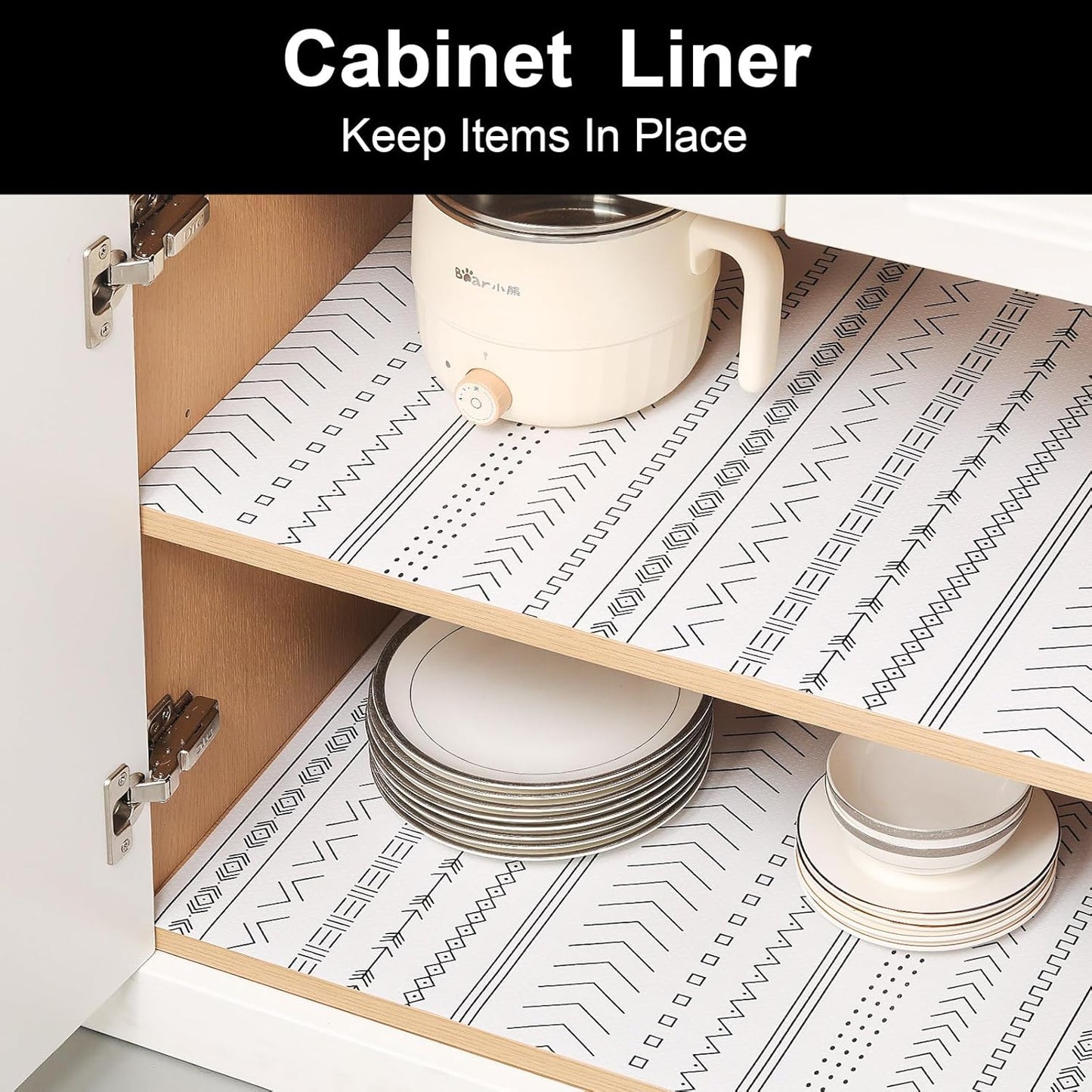 Cooyes Drawer Liner Shelf Liners for Kitchen Cabinets Refrigerator Liners Waterproof & Oil-Proof Kitchen Cupboard Liner Drawer Mats EVA Material Non Adhesive Fridge Liner for Shelves