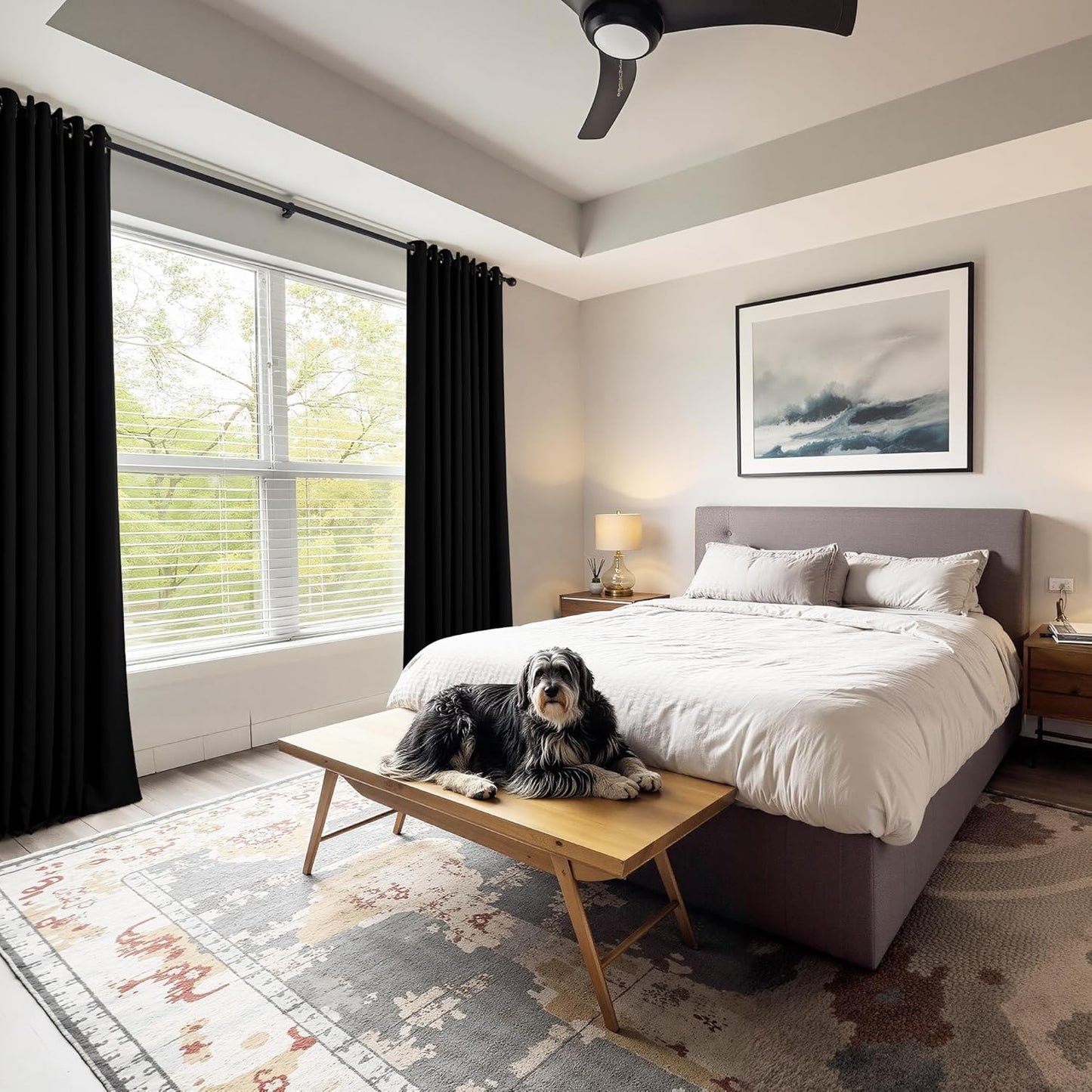 PONY DANCE Black Blackout Curtains for Bedroom 63 Inch Length 2 Panels Set, Thermal Insulated Energy Saving Grommet Top Window Treatment Drapes for Living Room, W34 x L63 Inch