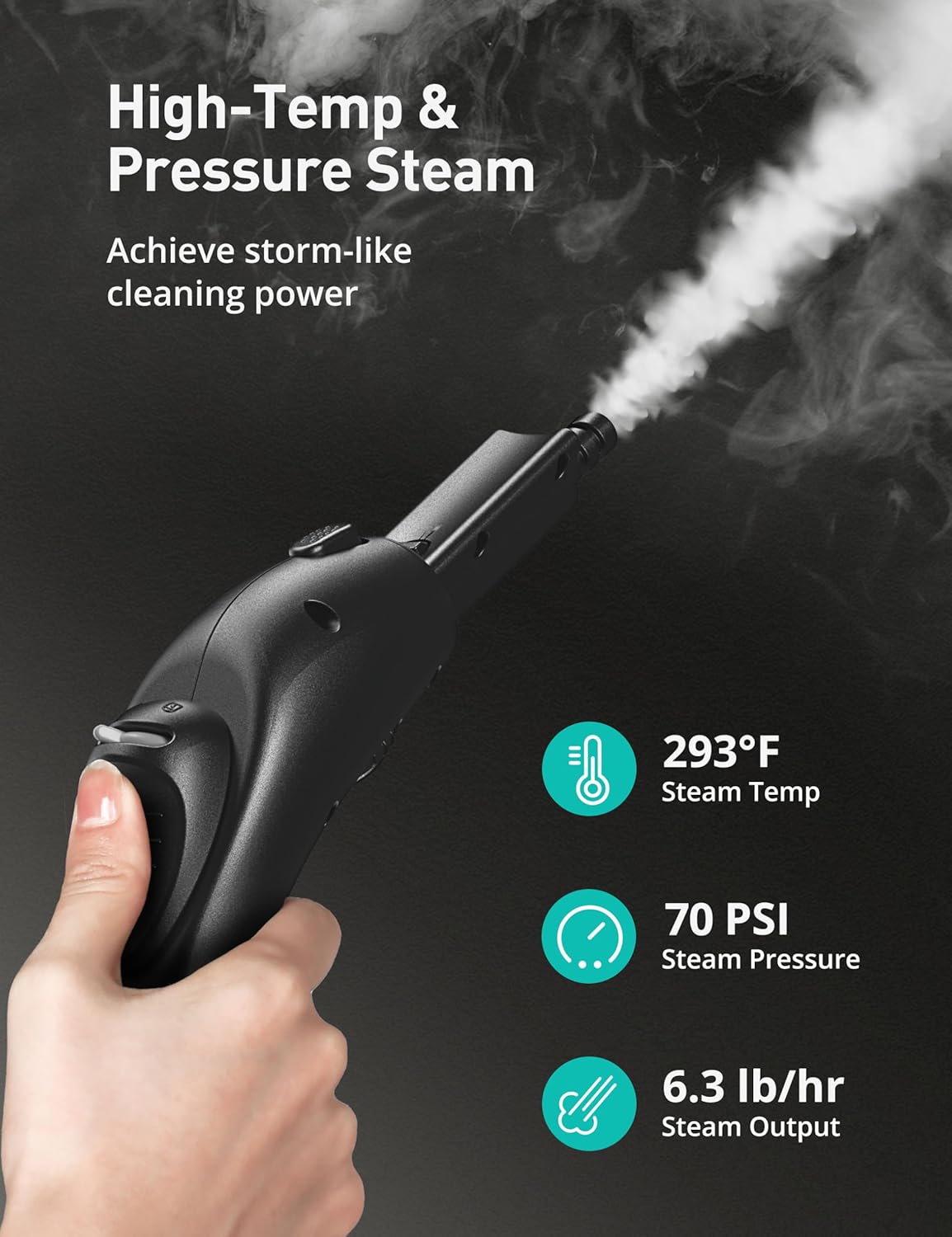 Steam Cleaner,Fast 50S Heat-Up Refill Anytime,293°F/70 PSI Powerful Multipurpose Handheld Steam Mop for Home Use with 50.7Oz Capacity,Steamer for Carpets,Hardwood Floor,Car,Tile,Crack Cleaning,6M Cord