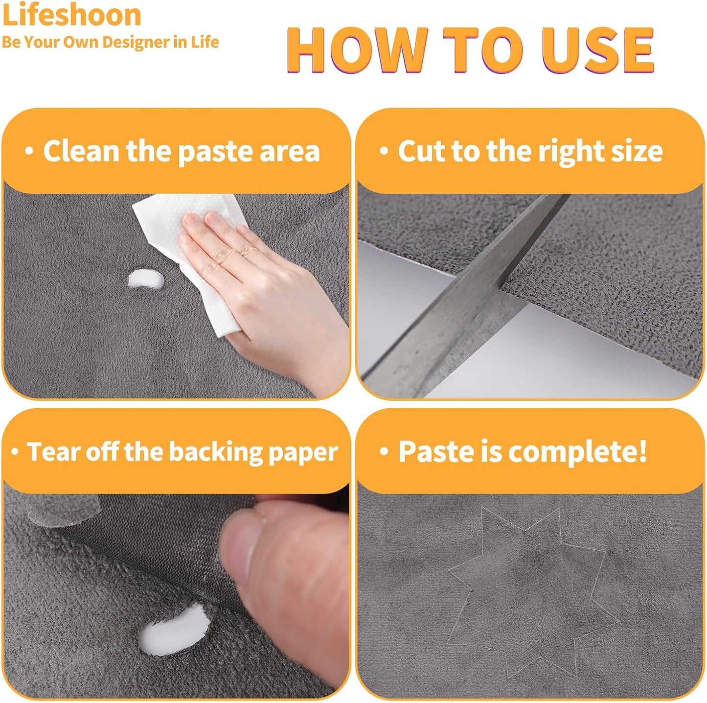 Fabric Repair Patches, Self-Adhesive Suede Patches Tape Durable, DIY Large Fabric Repair for Sofa, Couches, Furniture, Chair, Clothing （3.5X79 Inch, Black）