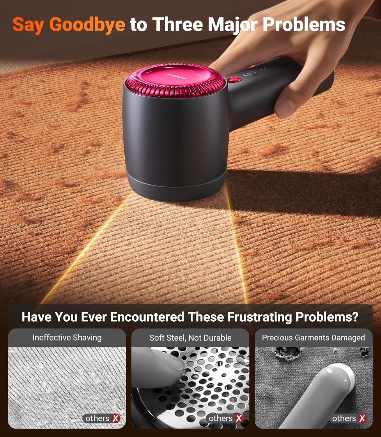 TORRAS Rechargeable Fabric Shaver Electric Lint Remover 3-Speed Remove Fuzz, Pilling for Cashmere, Wool, Clothes, Sweater, Coat, Furniture, Clothes depiller with Replacement Blades