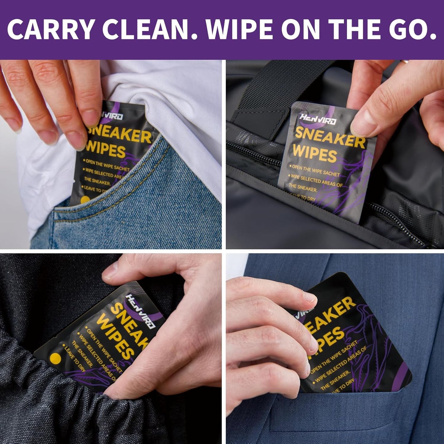 Henviro Shoe and Sneaker Cleaner Wipes - Shoe Cleaner, Shoe Cleaning Kit, Sneaker Cleaner, Shoe Cleaning Wipes, 30 Packs